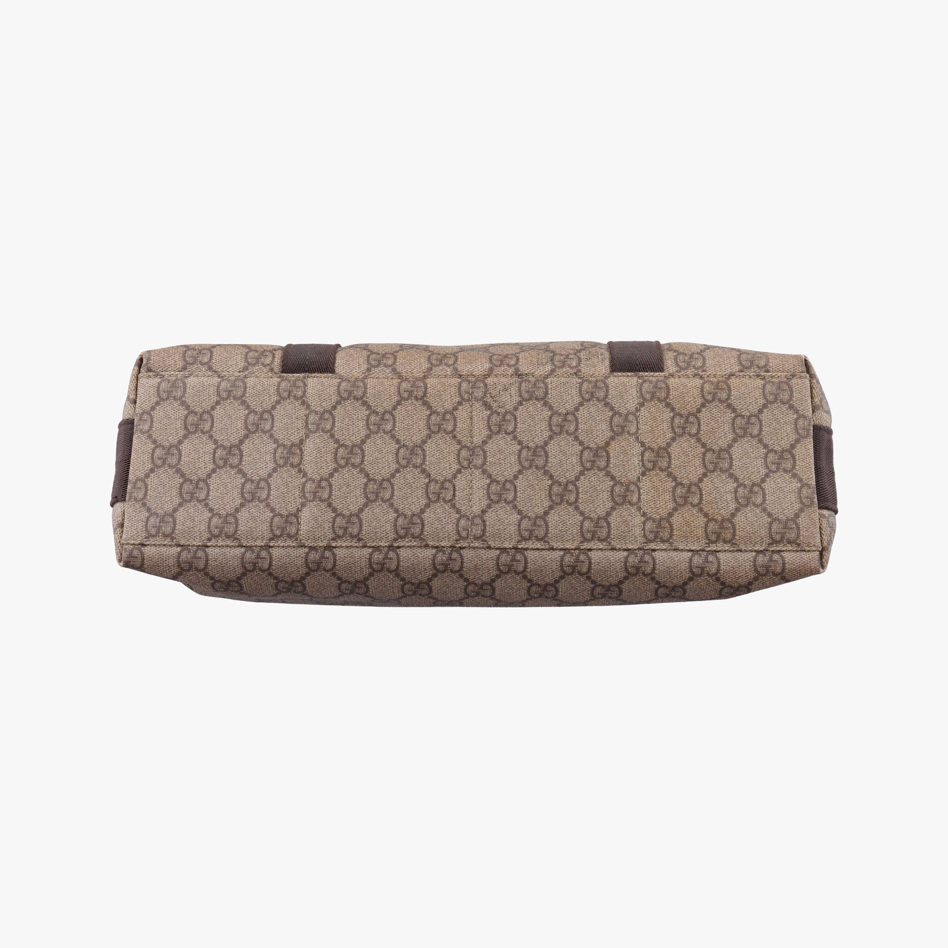 GG Supreme Double Buckle Beige × Dark Brown PVC coated canvas 122373 GGスプリーム ダブルバックル ベージュ × ダークブラウン PVCコーティングキャンバス 122373 