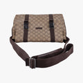 GG Supreme Double Buckle Beige × Dark Brown PVC coated canvas 122373 GGスプリーム ダブルバックル ベージュ × ダークブラウン PVCコーティングキャンバス 122373 