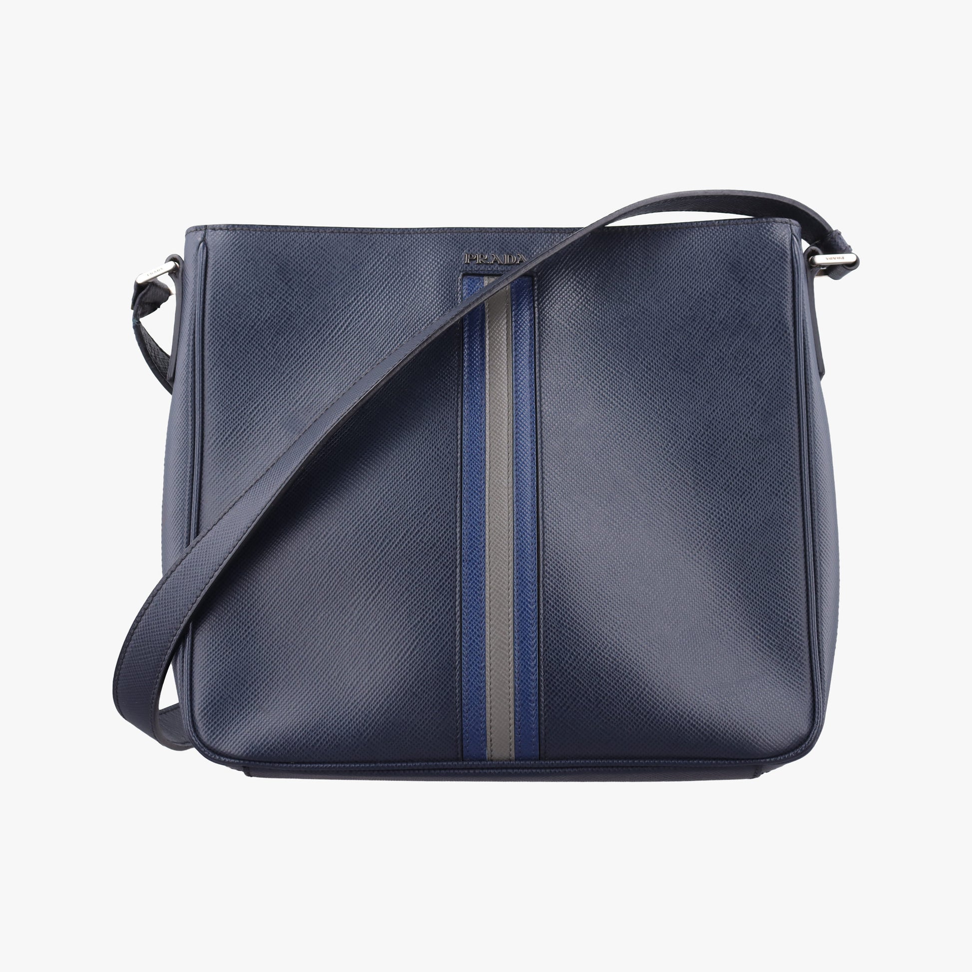 Stripe Navy × Blue × Gray Saffiano Leather 180/Dストライプ ネイビー × ブルー × グレー サフィアーノレザー 180/D