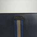 Stripe Navy × Blue × Gray Saffiano Leather 180/Dストライプ ネイビー × ブルー × グレー サフィアーノレザー 180/D