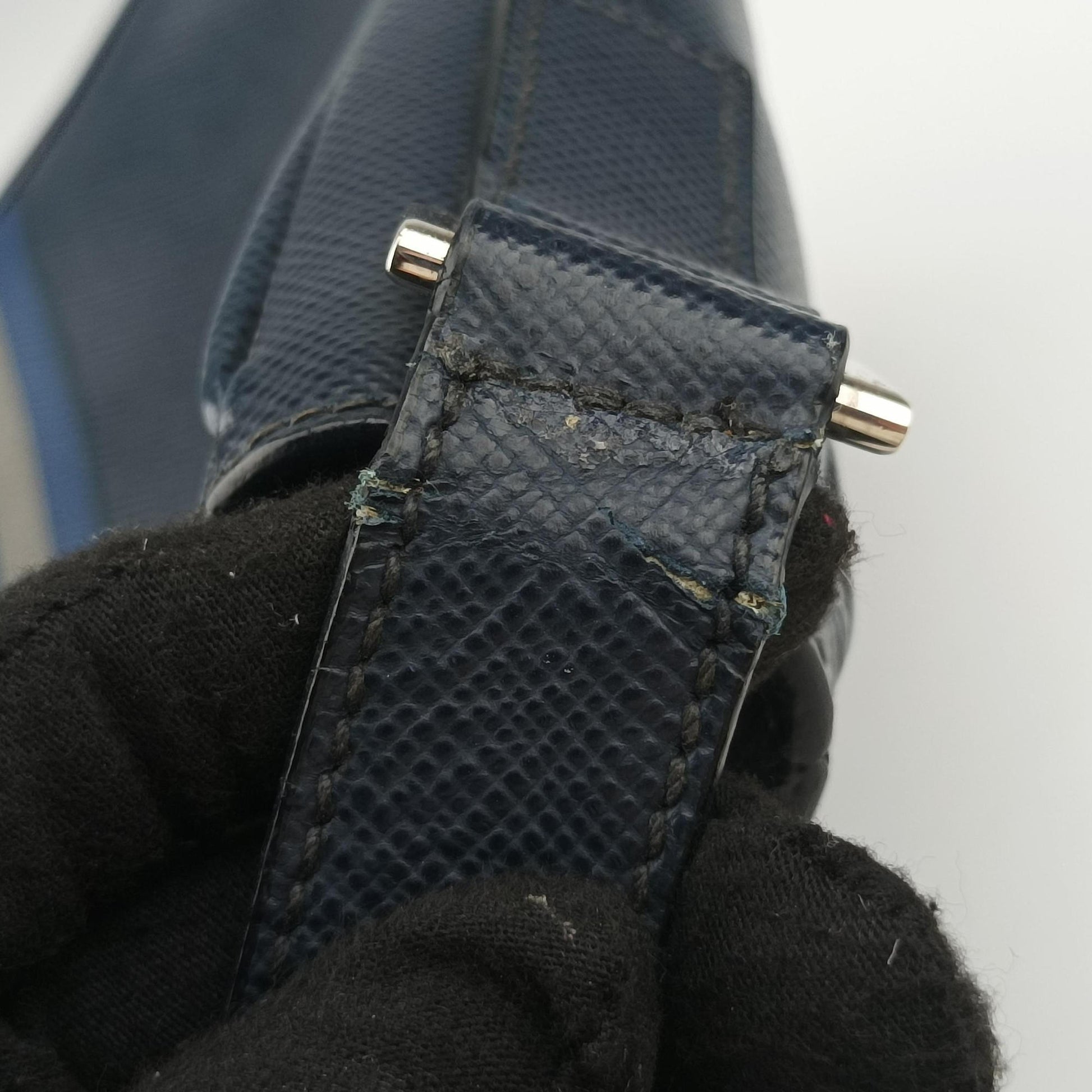Stripe Navy × Blue × Gray Saffiano Leather 180/Dストライプ ネイビー × ブルー × グレー サフィアーノレザー 180/D