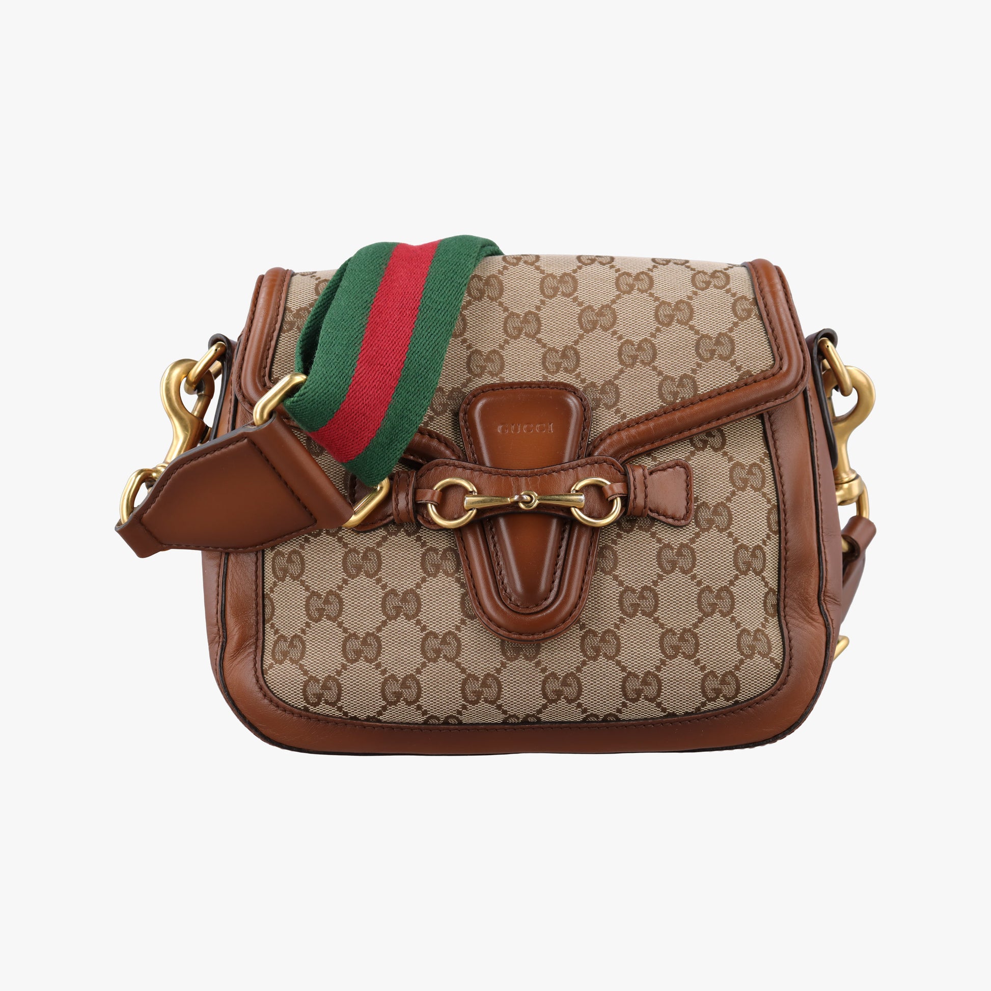 Lady Web Brown canvas×leather 383848 D019281185レディ ウェブ ブラウン キャンバス×レザー 383848 D019281185