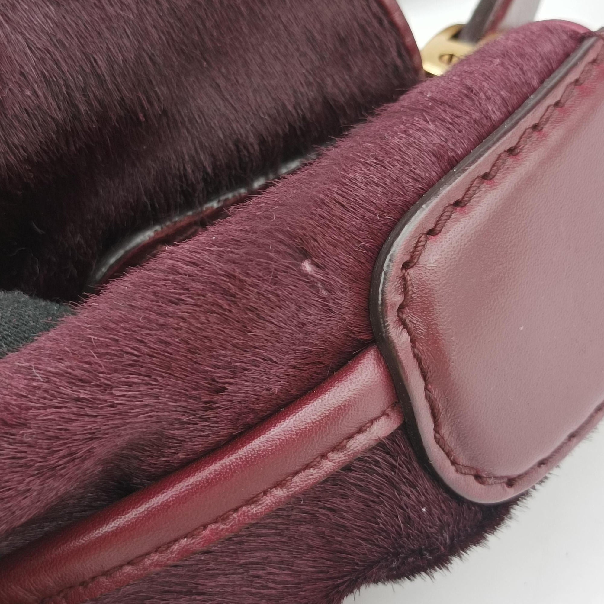 Stirrup Exotic Horsebit Burgundy ponyhair 296855 G013022204スターラップ エキゾチック ホースビット ワインレッド ハラコ 296855 G013022204