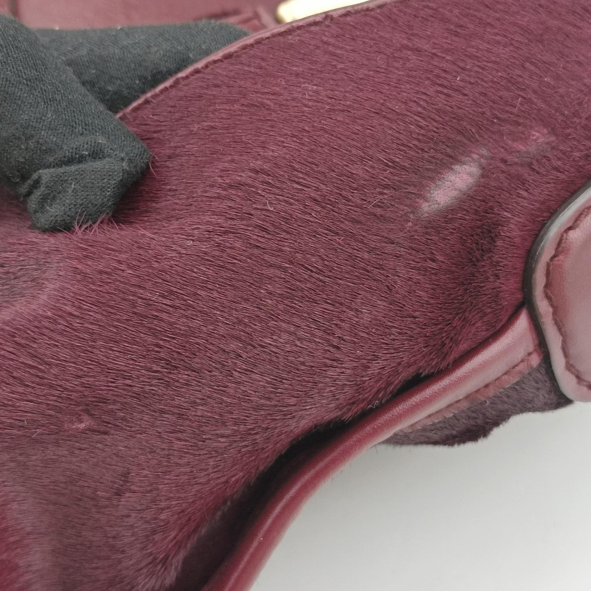 Stirrup Exotic Horsebit Burgundy ponyhair 296855 G013022204スターラップ エキゾチック ホースビット ワインレッド ハラコ 296855 G013022204