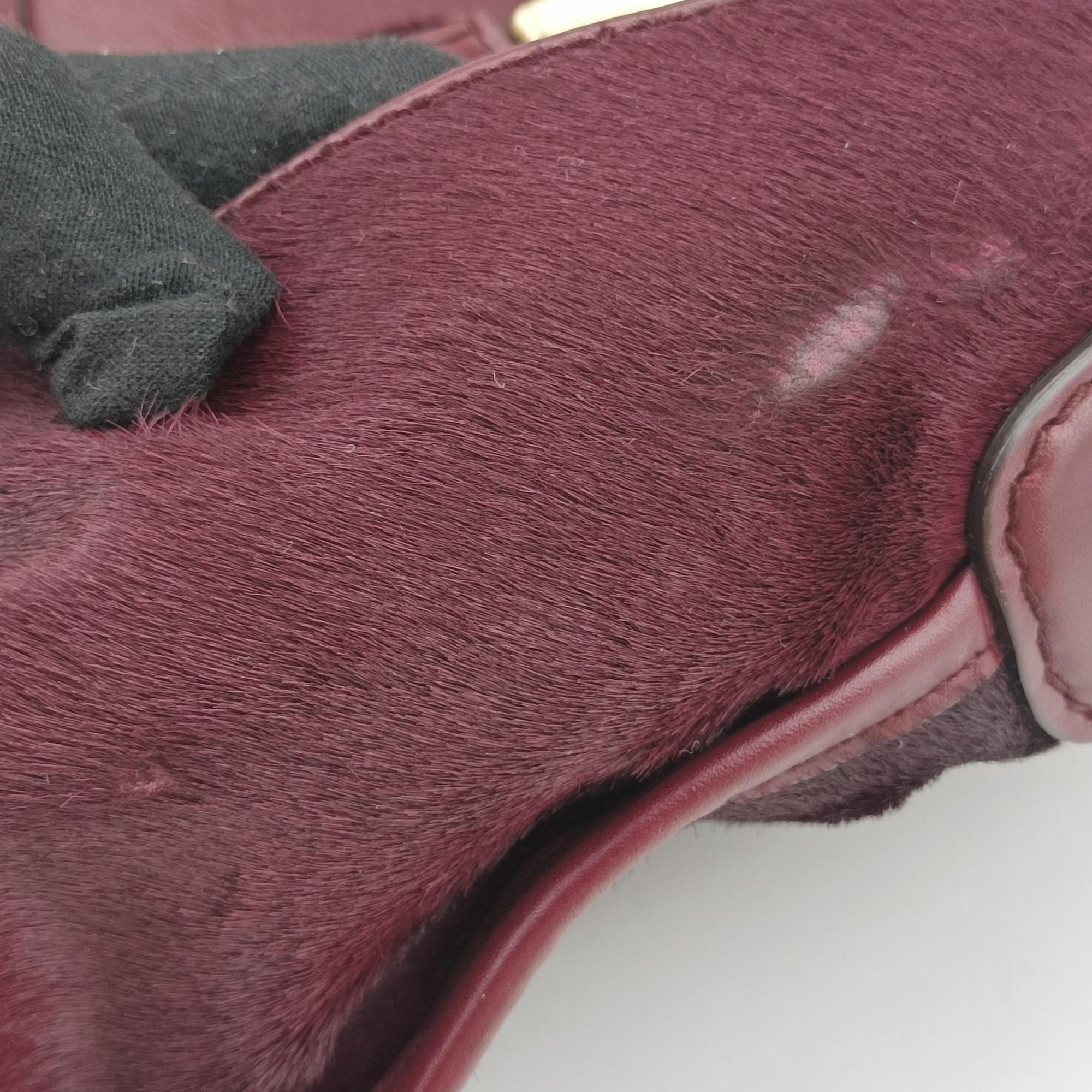 Stirrup Exotic Horsebit Burgundy ponyhair 296855 G013022204スターラップ エキゾチック ホースビット ワインレッド ハラコ 296855 G013022204