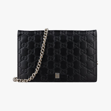 Guccissima Signature Bowy Black Leather 431408 グッチッシマ シグネチャー ボウイ ブラック レザー 431408 