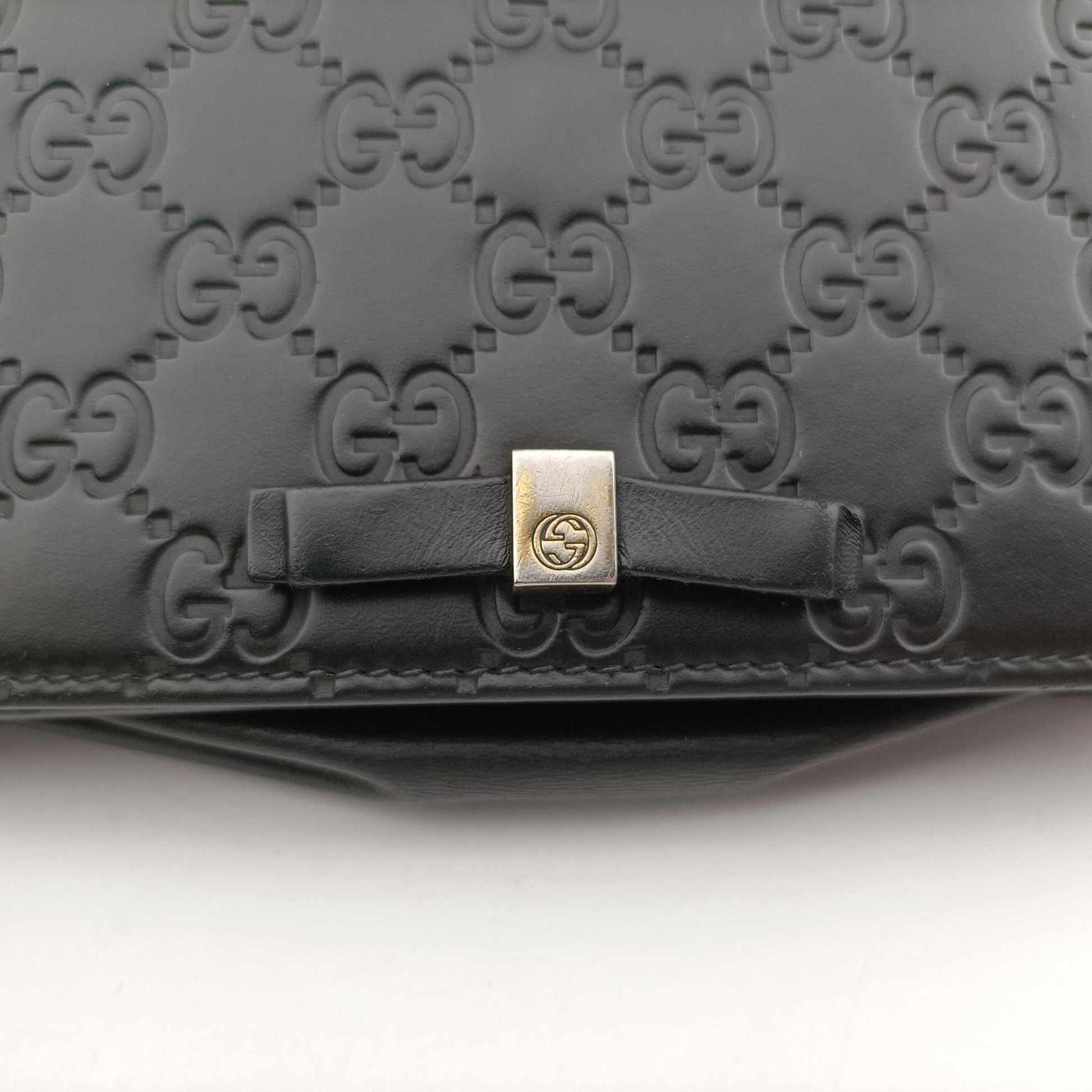 Guccissima Signature Bowy Black Leather 431408 グッチッシマ シグネチャー ボウイ ブラック レザー 431408 