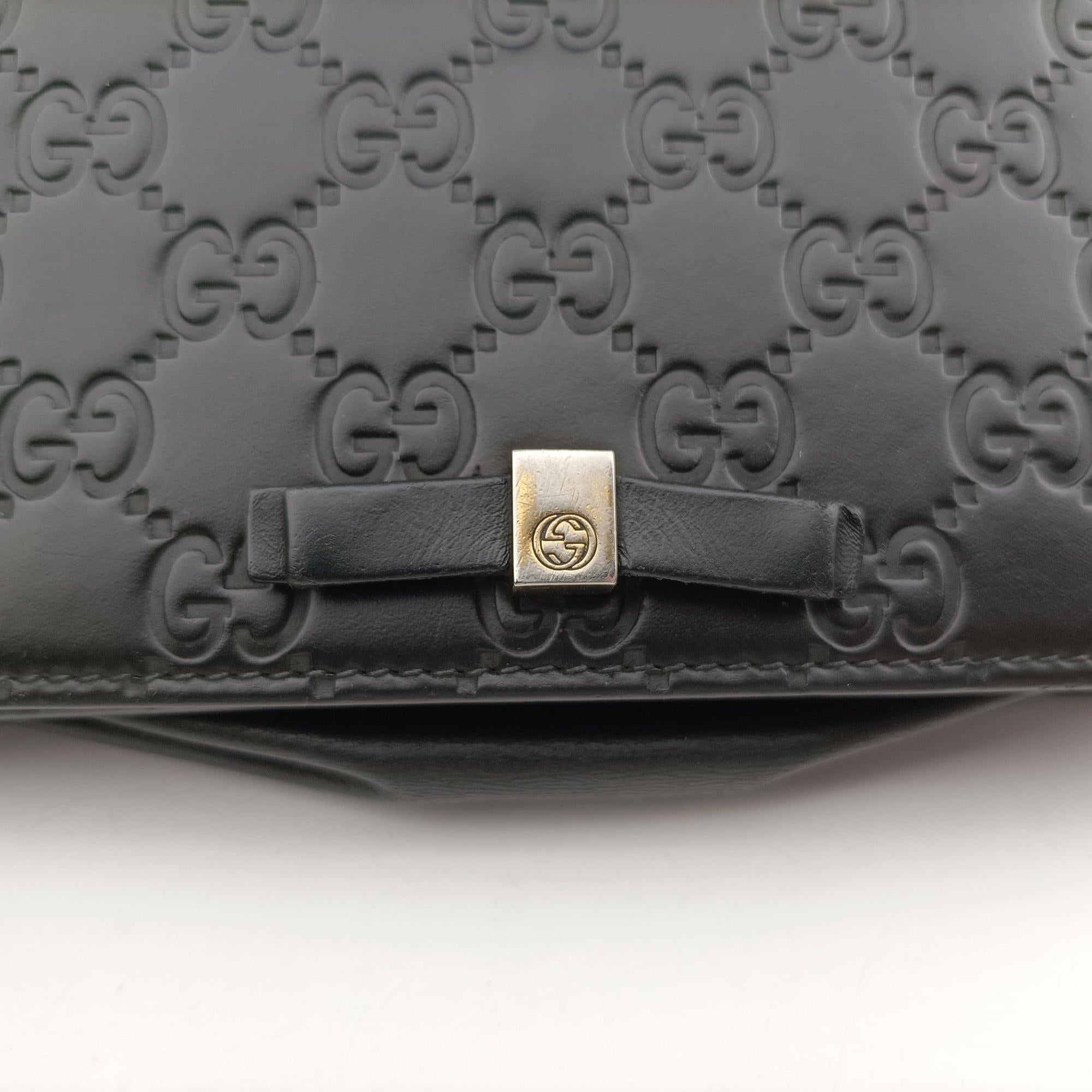 Guccissima Signature Bowy Black Leather 431408 グッチッシマ シグネチャー ボウイ ブラック レザー 431408 