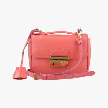 lock Fuoco Sound Top Handle Pink orange SAFFIANO Leather BT0963 31/Eロック フオコ サウンドトップハンドル ピンクオレンジ サフィアーノレザー BT0963 31/E