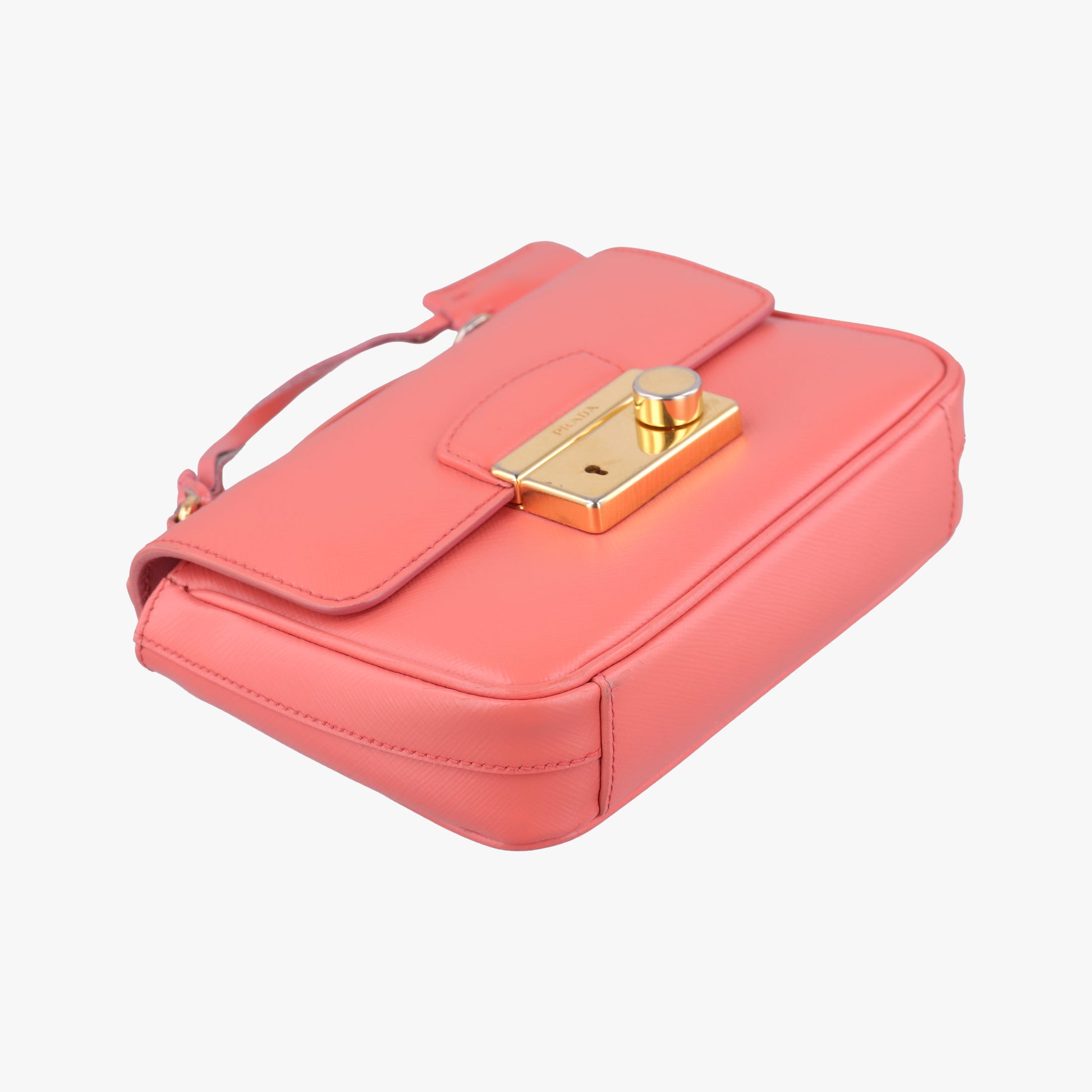 lock Fuoco Sound Top Handle Pink orange SAFFIANO Leather BT0963 31/Eロック フオコ サウンドトップハンドル ピンクオレンジ サフィアーノレザー BT0963 31/E