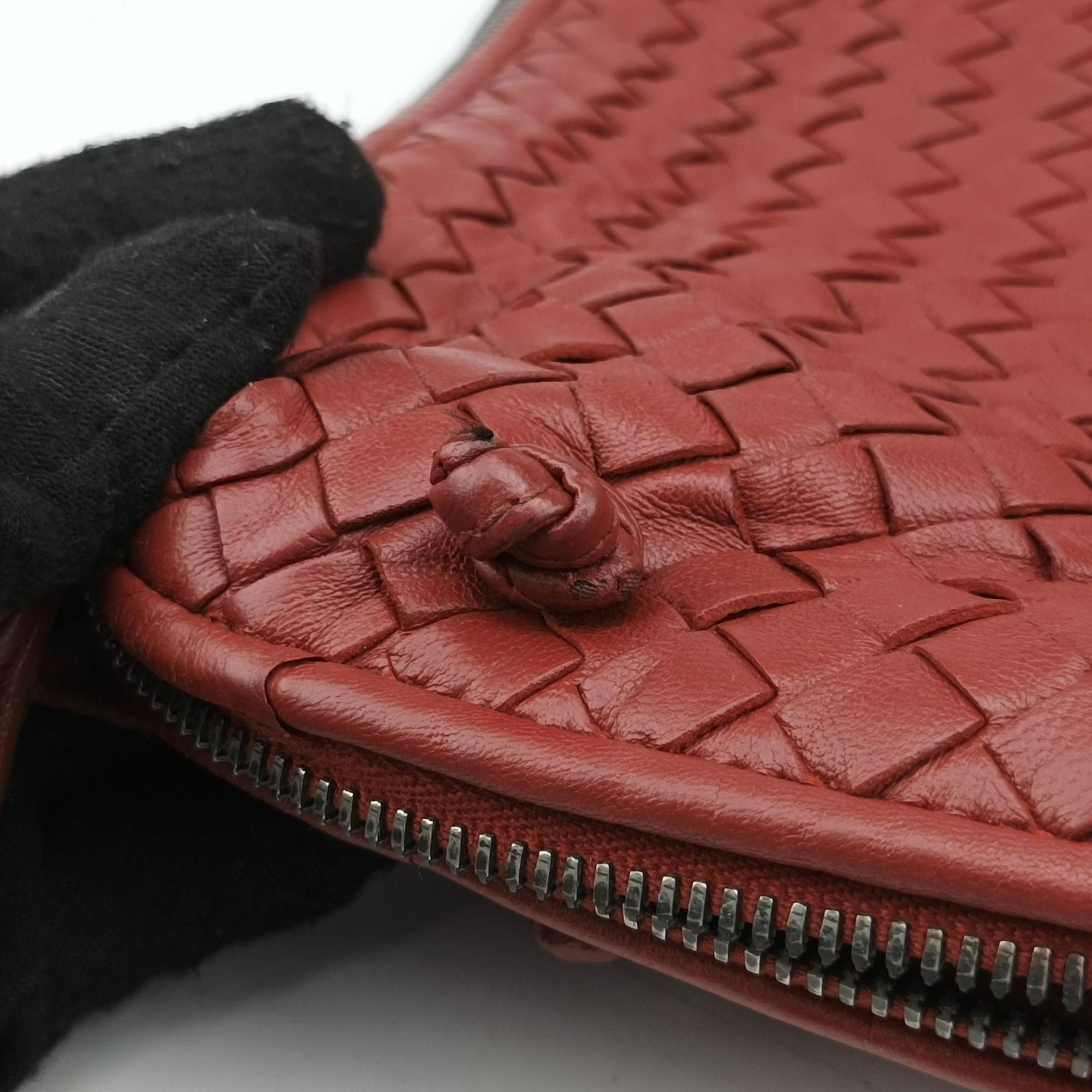 NODINI Intrecciato Red lambskin B02112396Nノディーニ イントレチャート レッド ラムスキン B02112396N