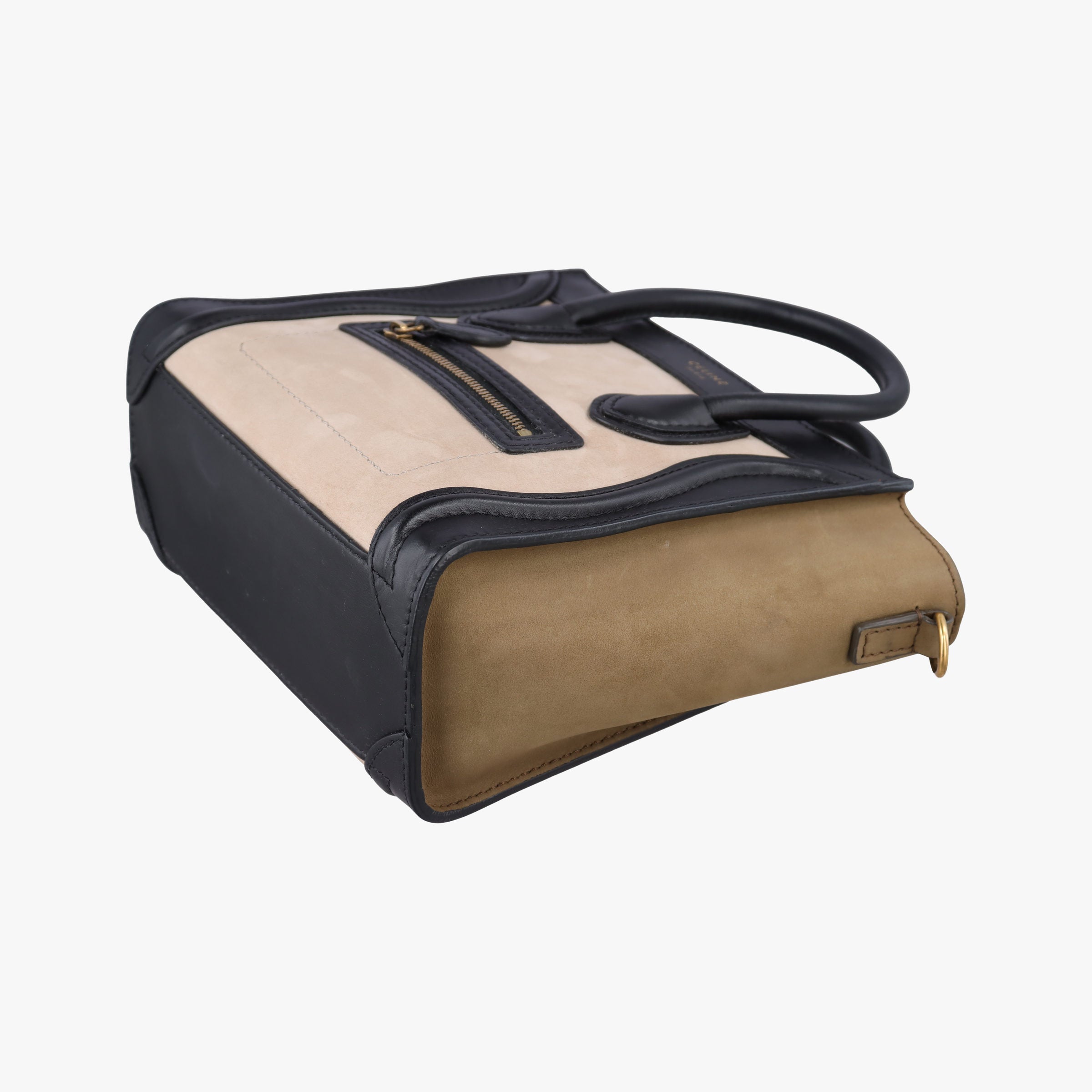 Luggage Mini Shopper Beige×Black×brown Suede × leather F-ZP-0142ラゲージミニショッパー ベージュ×ブラック×ブラウン スエード×レザー F-ZP-0142