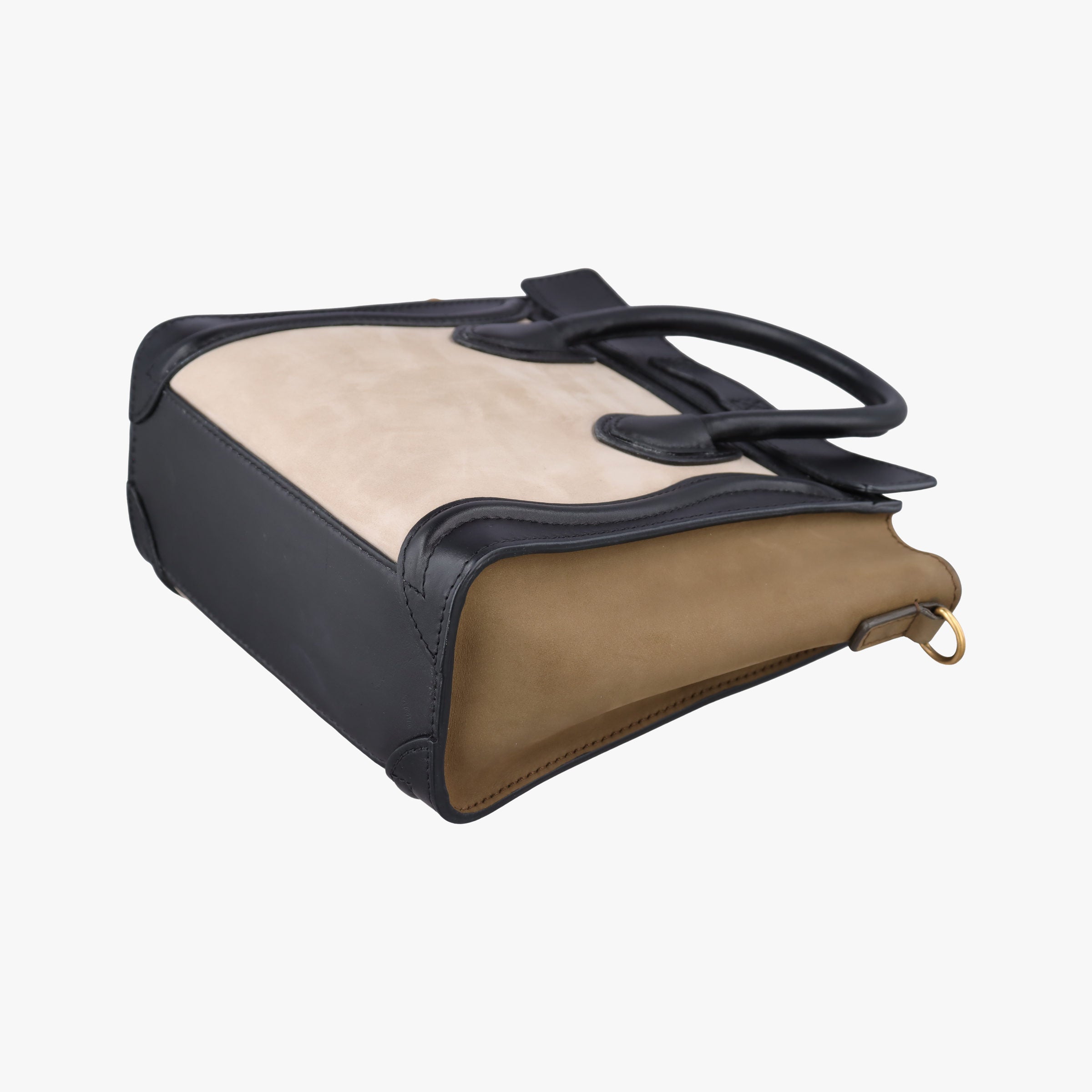Luggage Mini Shopper Beige×Black×brown Suede × leather F-ZP-0142ラゲージミニショッパー ベージュ×ブラック×ブラウン スエード×レザー F-ZP-0142