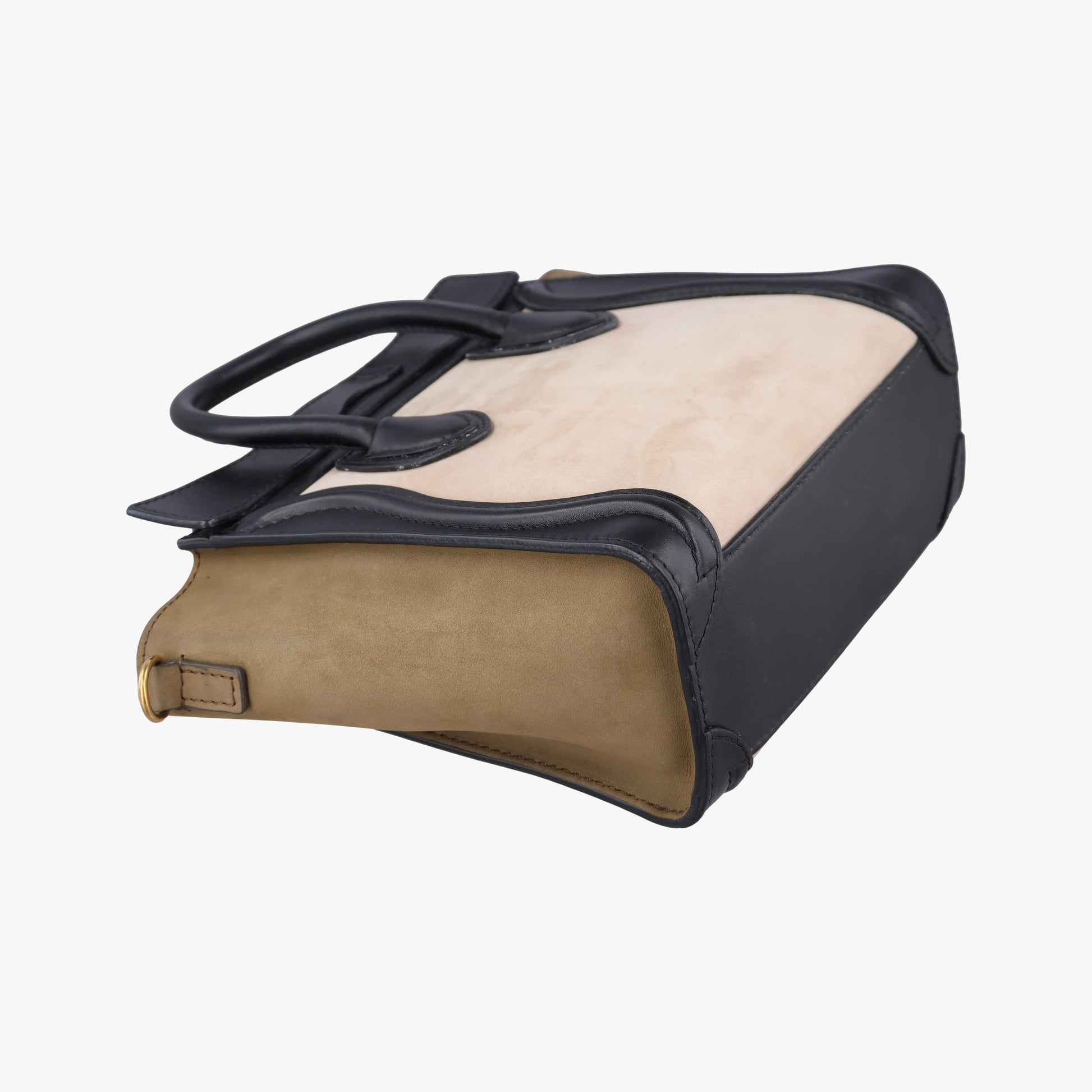 Luggage Mini Shopper Beige×Black×brown Suede × leather F-ZP-0142ラゲージミニショッパー ベージュ×ブラック×ブラウン スエード×レザー F-ZP-0142