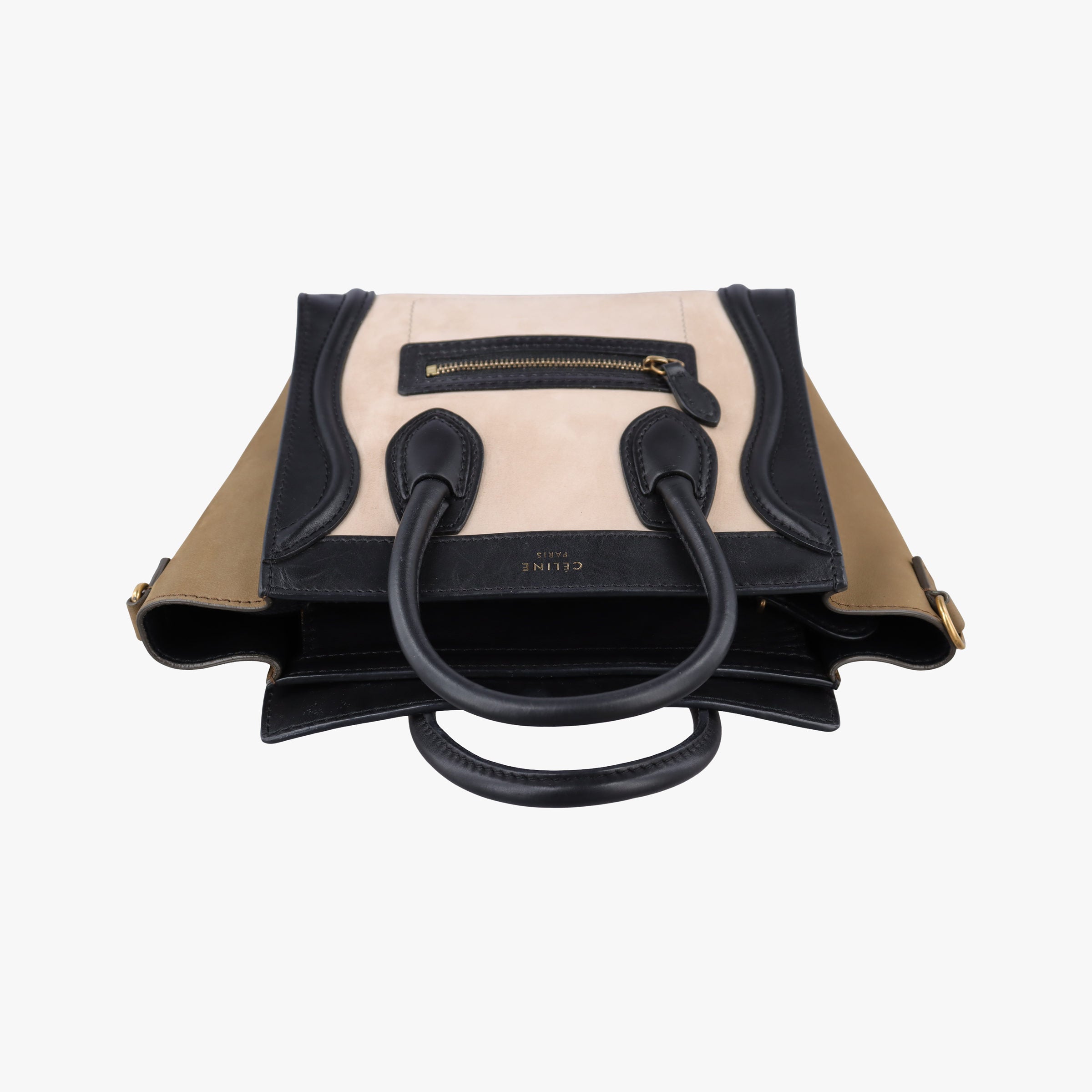 Luggage Mini Shopper Beige×Black×brown Suede × leather F-ZP-0142ラゲージミニショッパー ベージュ×ブラック×ブラウン スエード×レザー F-ZP-0142