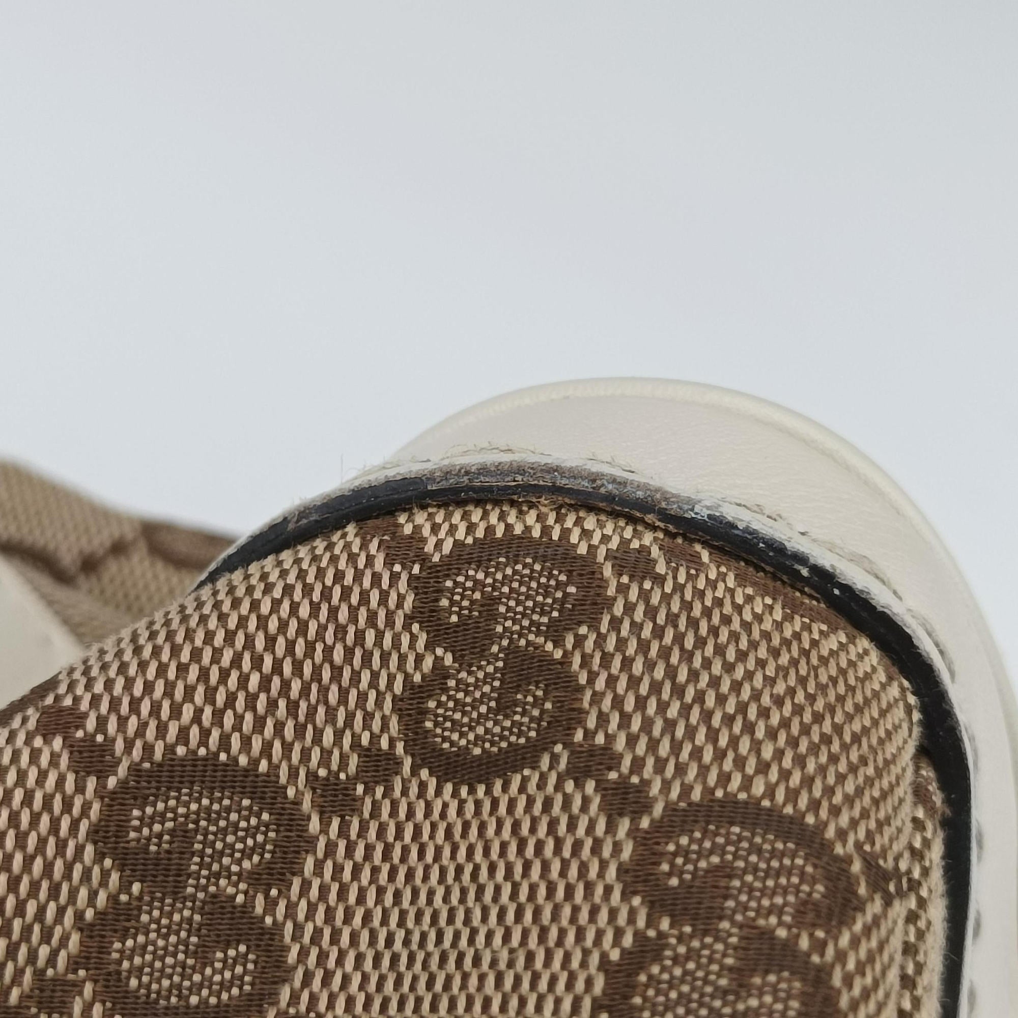 GG Running White×Brown canvas×leather 247183 G010855877GGランニング ホワイト×ブラウン キャンバス×レザー 247183 G010855877