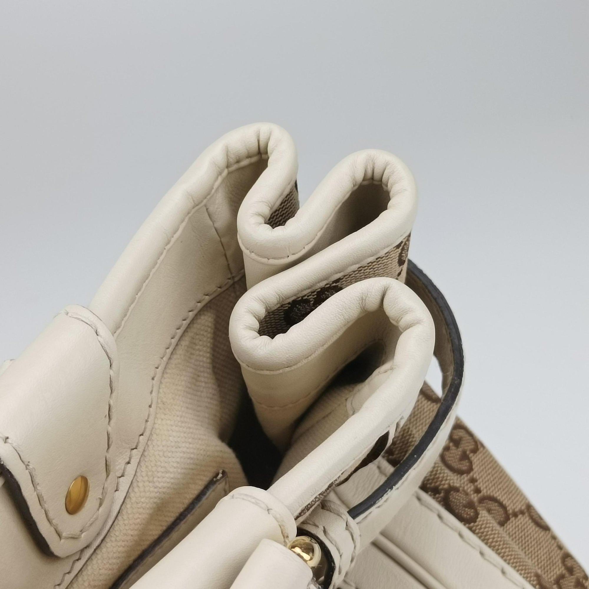 GG Running White×Brown canvas×leather 247183 G010855877GGランニング ホワイト×ブラウン キャンバス×レザー 247183 G010855877