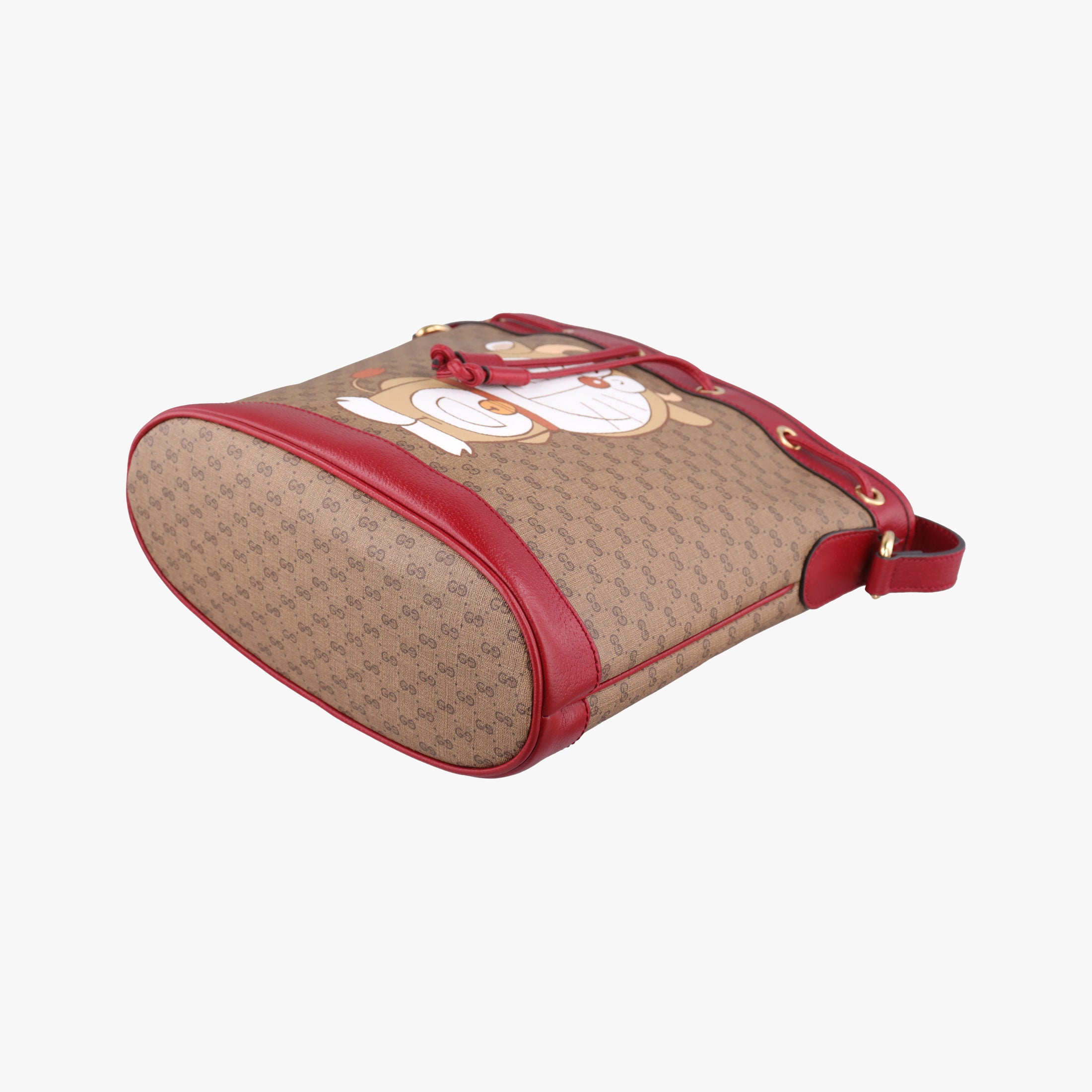 Doraemon collaboration Brown x red PVC coated canvas×Leather 655597 I034136487ドラえもんコラボ ブラウンxレッド PVCコーティングキャンバス×レザー 655597 I034136487