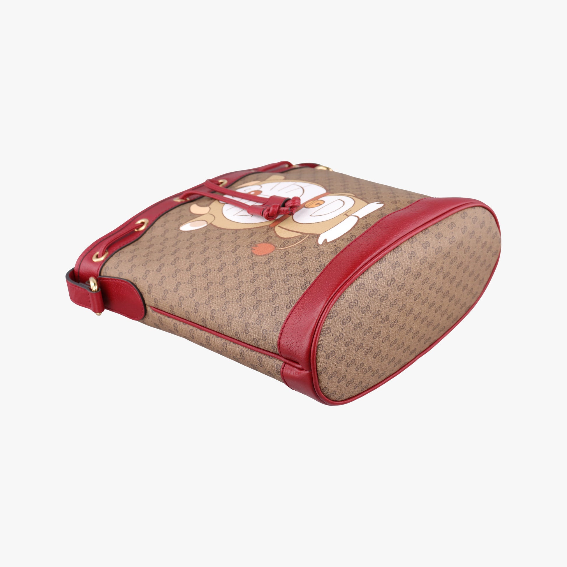 Doraemon collaboration Brown x red PVC coated canvas×Leather 655597 I034136487ドラえもんコラボ ブラウンxレッド PVCコーティングキャンバス×レザー 655597 I034136487