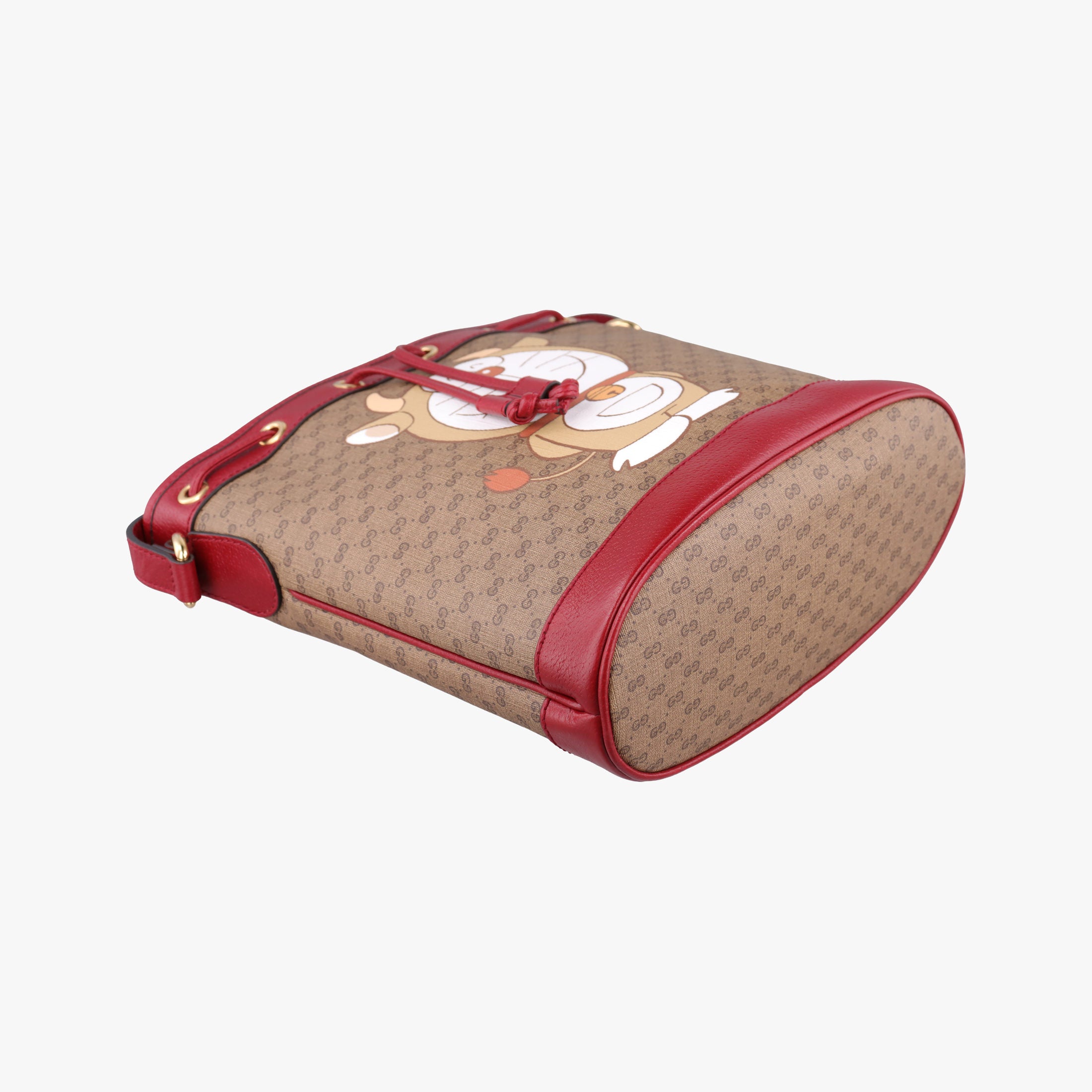 Doraemon collaboration Brown x red PVC coated canvas×Leather 655597 I034136487ドラえもんコラボ ブラウンxレッド PVCコーティングキャンバス×レザー 655597 I034136487