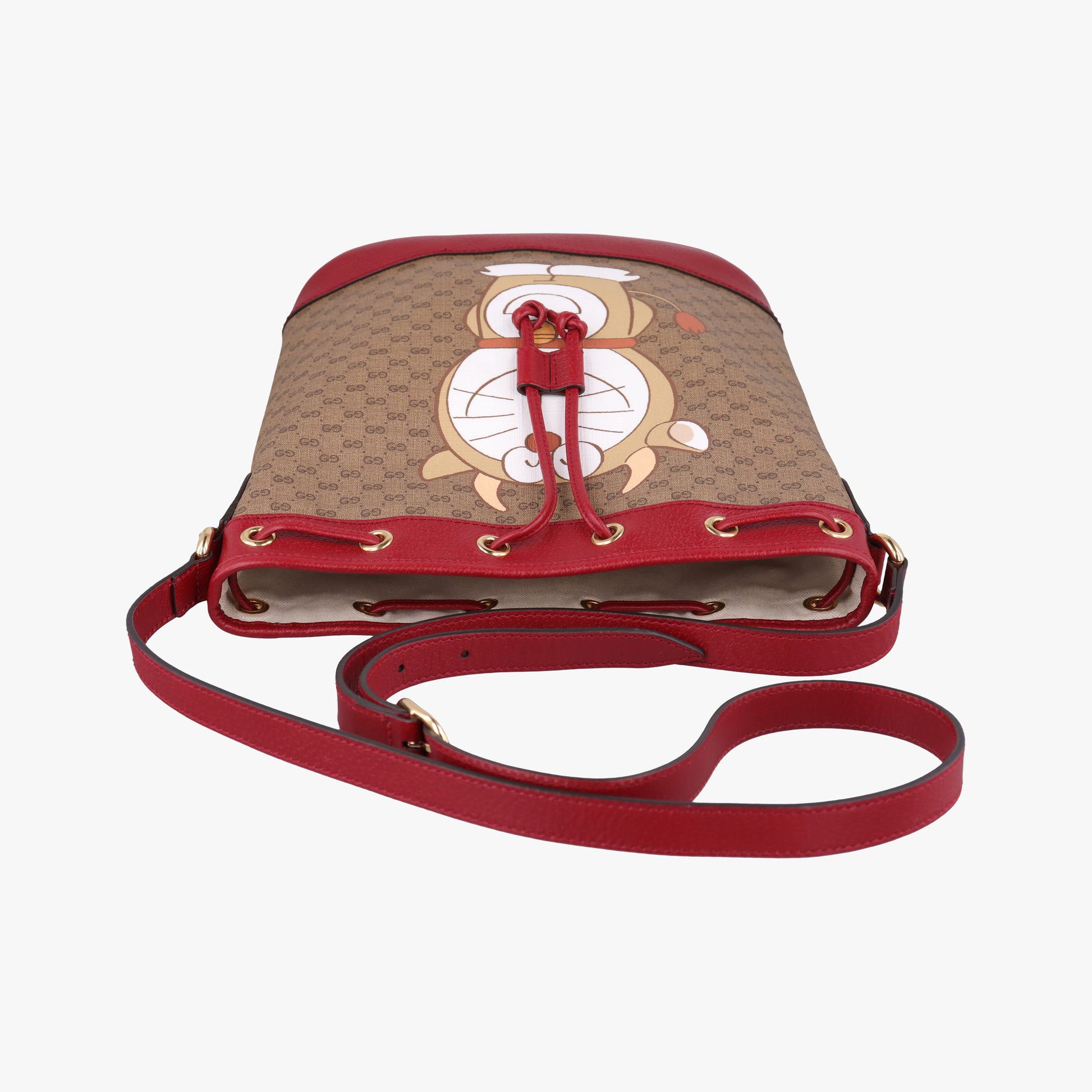 Doraemon collaboration Brown x red PVC coated canvas×Leather 655597 I034136487ドラえもんコラボ ブラウンxレッド PVCコーティングキャンバス×レザー 655597 I034136487