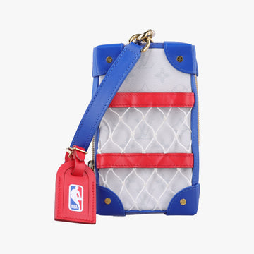 LV x NBA SOFT TRANK PHONE BOX Antarctica×Red×White Monogram Canvas×calf leather M80101 TJ4210 IC ChipLV x NBA ソフトトランク フォーンボックス アンタークティカ×レッド×ホワイト モノグラムキャンバス×カーフレザー M80101 TJ4210 ICチップ