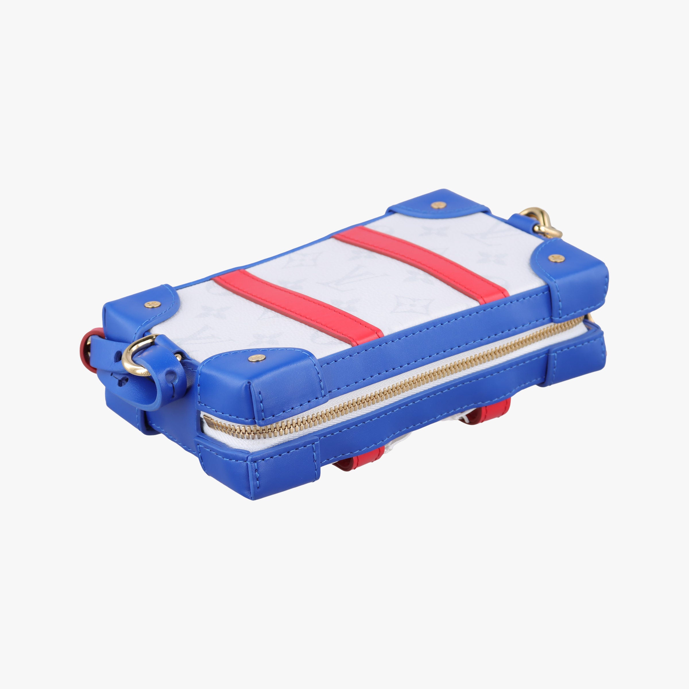 LV x NBA SOFT TRANK PHONE BOX Antarctica×Red×White Monogram Canvas×calf leather M80101 TJ4210 IC ChipLV x NBA ソフトトランク フォーンボックス アンタークティカ×レッド×ホワイト モノグラムキャンバス×カーフレザー M80101 TJ4210 ICチップ