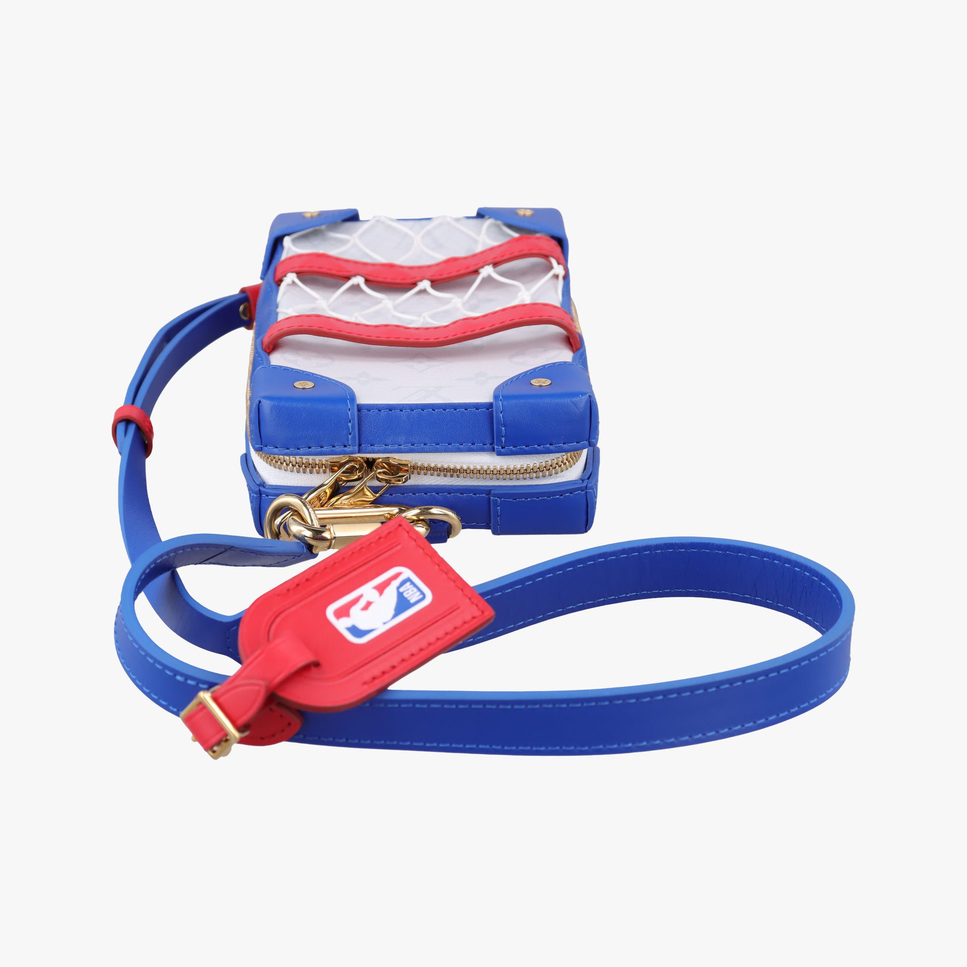 LV x NBA SOFT TRANK PHONE BOX Antarctica×Red×White Monogram Canvas×calf leather M80101 TJ4210 IC ChipLV x NBA ソフトトランク フォーンボックス アンタークティカ×レッド×ホワイト モノグラムキャンバス×カーフレザー M80101 TJ4210 ICチップ