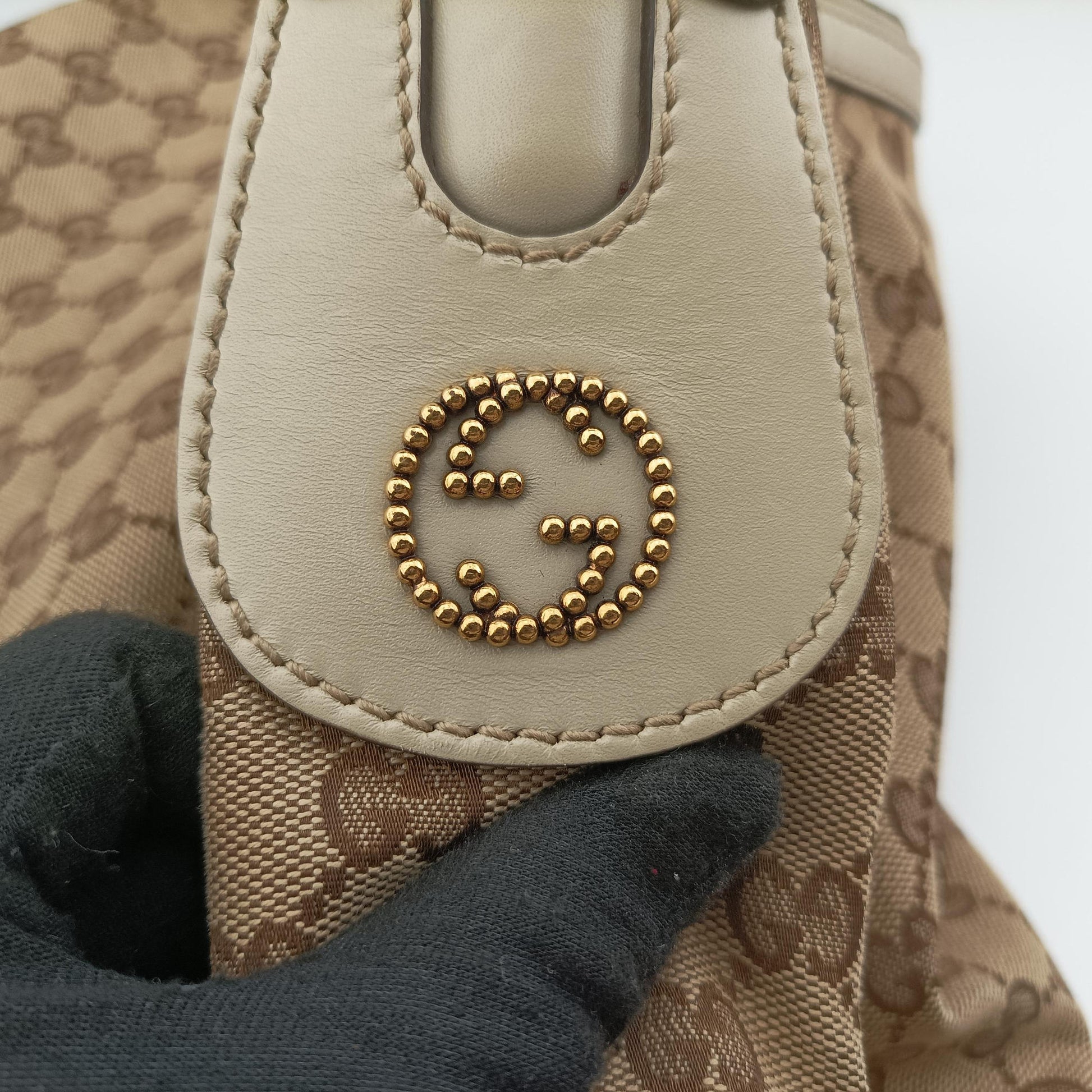 Guccissima Beige x Brown Canvas×Leather 282297 G012747145グッチシマ ベージュ×ブラウン キャンバス×レザー 282297 G012747145