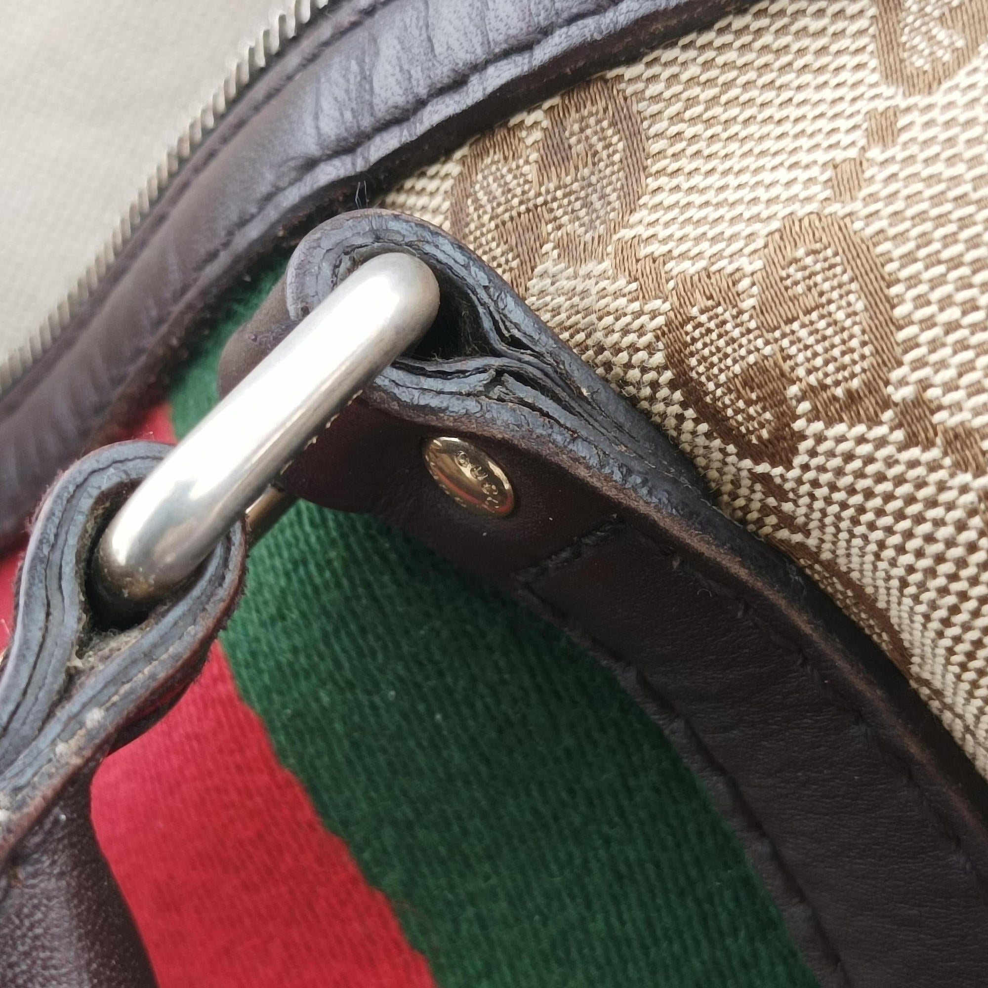 Sherry Line Brown×Beige×Red×Green canvas×leather 247205 Lot number unknownシェリーライン ブラウン×ベージュ×レッド×グリーン キャンバス×レザー 247205 製番不明