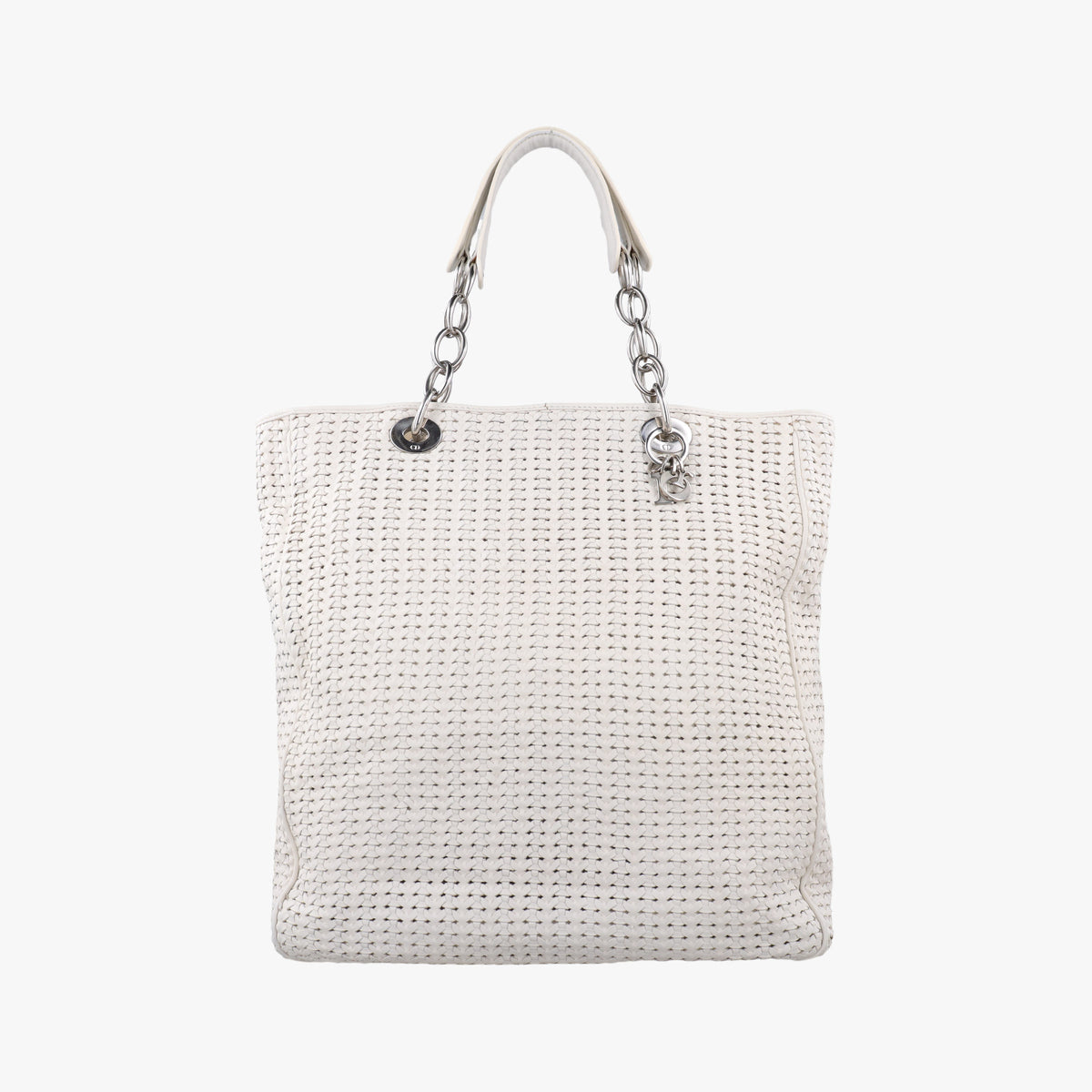 Soft Lady Dior Canage INTRECCIATO Tote White lambskin 01-RU-0048ソフト レディディオール カナージュ イントレチャート トート ホワイト ラムスキン 01-RU-0048