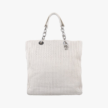 Soft Lady Dior Canage INTRECCIATO Tote White lambskin 01-RU-0048ソフト レディディオール カナージュ イントレチャート トート ホワイト ラムスキン 01-RU-0048