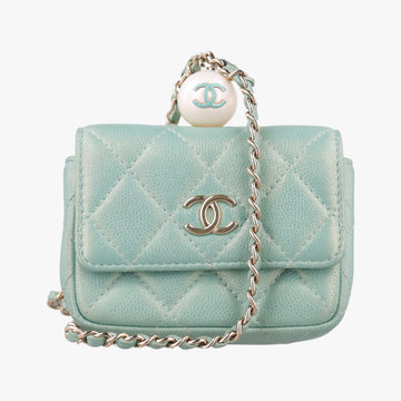 Mini Matelasse Pearl Coin Purse Green lambskin AP2119 31254080ミニマトラッセ パール コインパース グリーン ラムスキン AP2119 31254080
