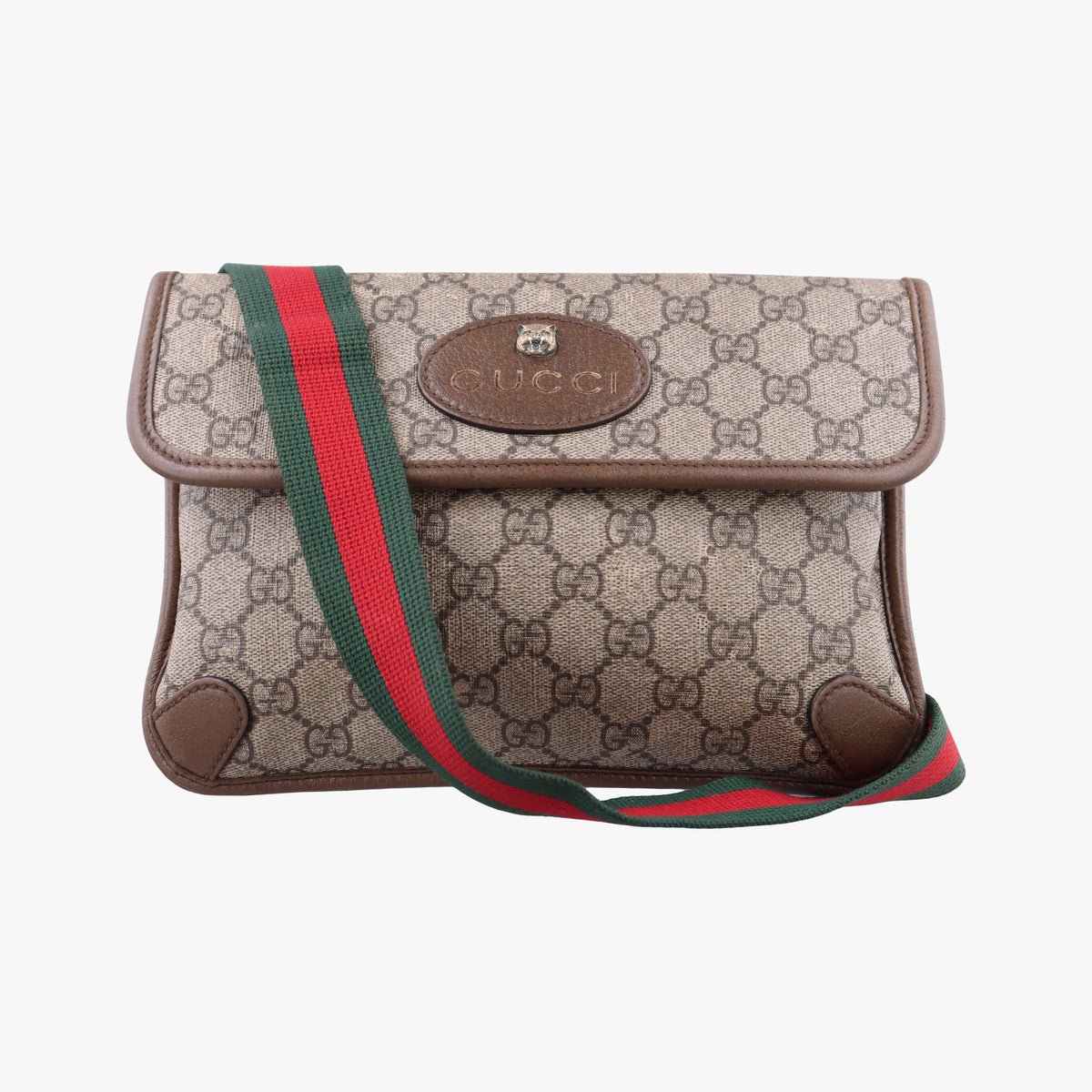 Pre-owned Gucci NEO VINTAGE GG Supreme Beige×Brown PVC coated canvas×Leather 493930 bum bag/waist bag | stylenewstar