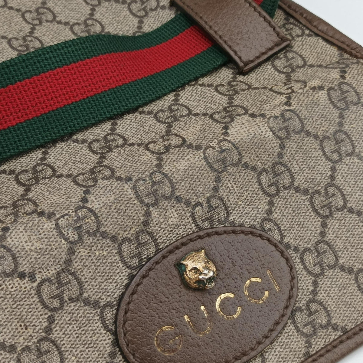 Pre-owned Gucci NEO VINTAGE GG Supreme Beige×Brown PVC coated canvas×Leather 493930 bum bag/waist bag | stylenewstar