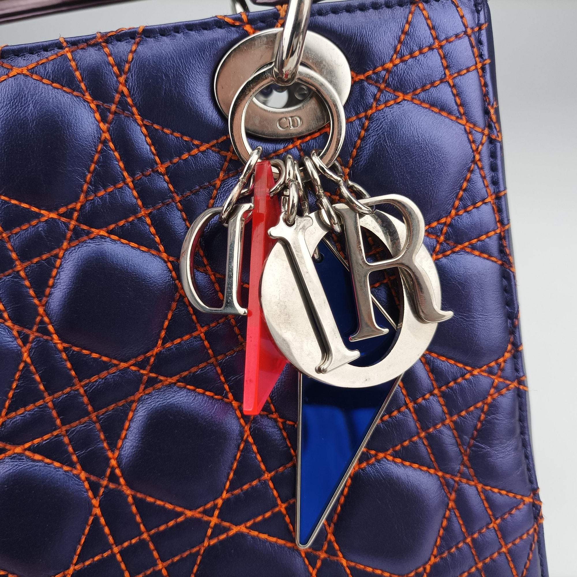 Lady Dior Purple×Orange×Brown Lambskin 15-BO-1121レディディオール パープル×オレンジ×ブラウン ラムスキン 15-BO-1121