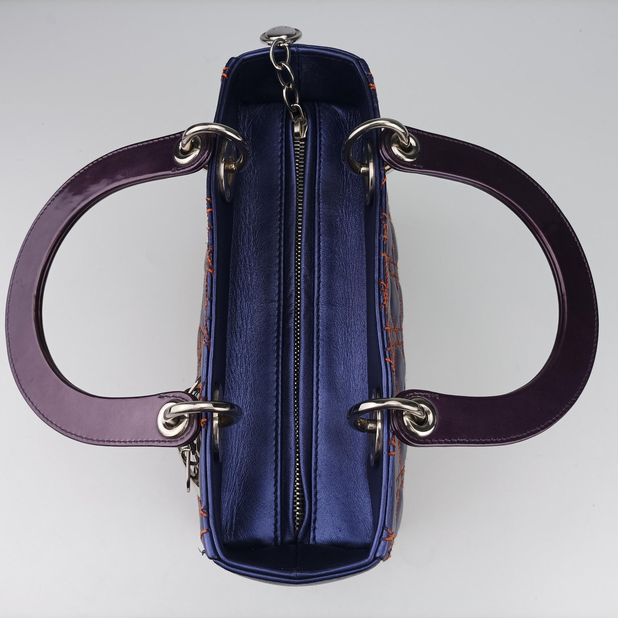 Lady Dior Purple×Orange×Brown Lambskin 15-BO-1121レディディオール パープル×オレンジ×ブラウン ラムスキン 15-BO-1121