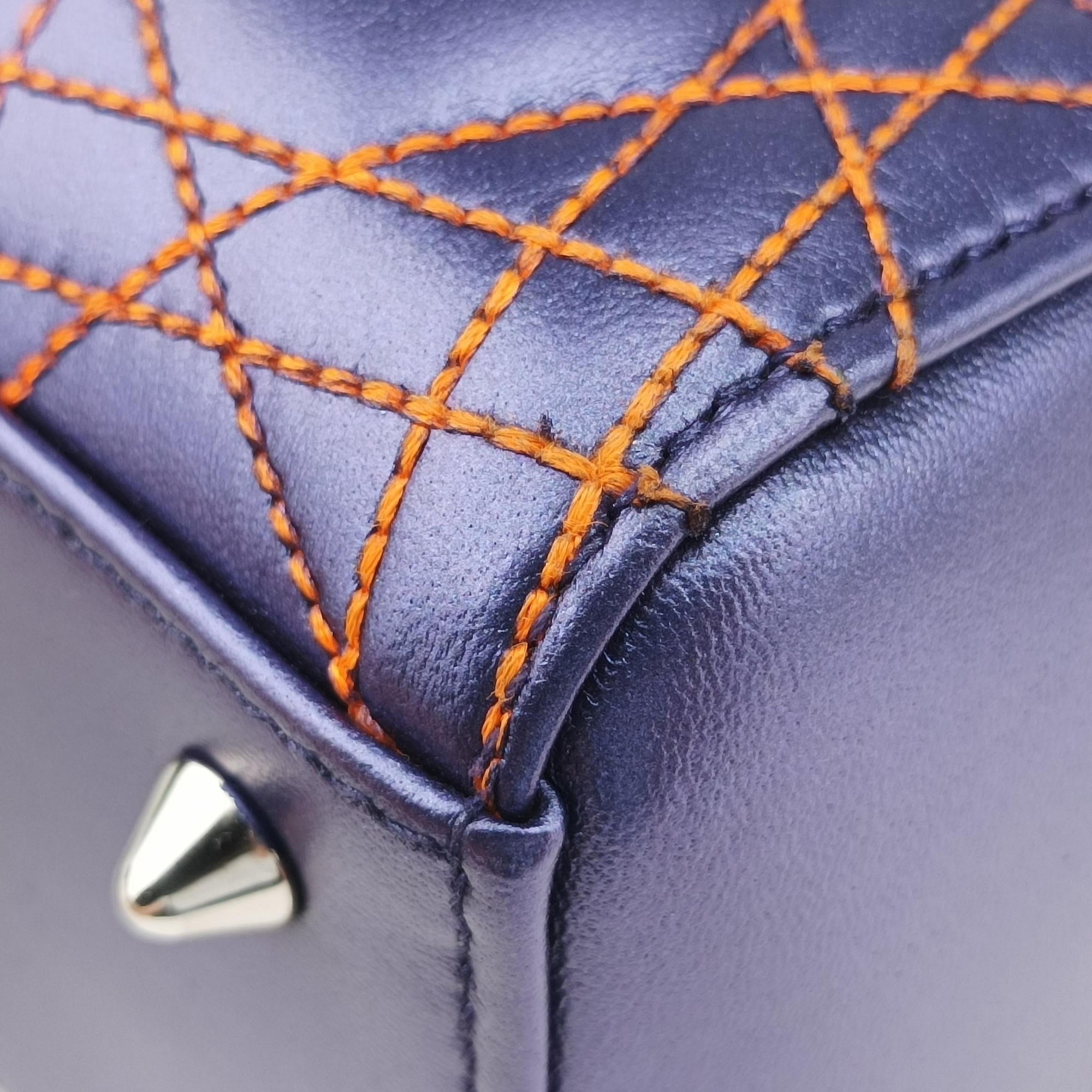 Lady Dior Purple×Orange×Brown Lambskin 15-BO-1121レディディオール パープル×オレンジ×ブラウン ラムスキン 15-BO-1121