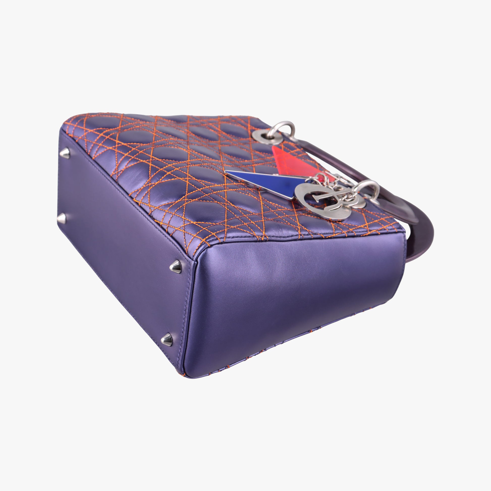 Lady Dior Purple×Orange×Brown Lambskin 15-BO-1121レディディオール パープル×オレンジ×ブラウン ラムスキン 15-BO-1121