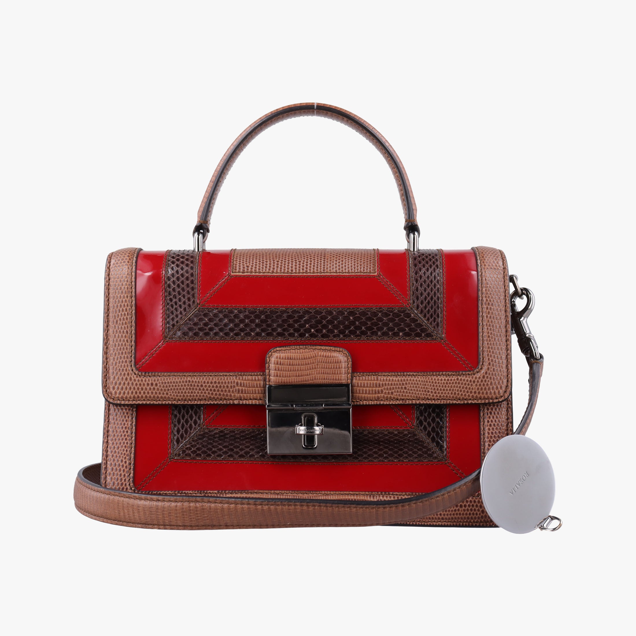 Rosalia Brown × Red Lizard-Embossed Leather × Patent 50ロザリア ブラウン × レッド リザード型押しレザー × パテント 50