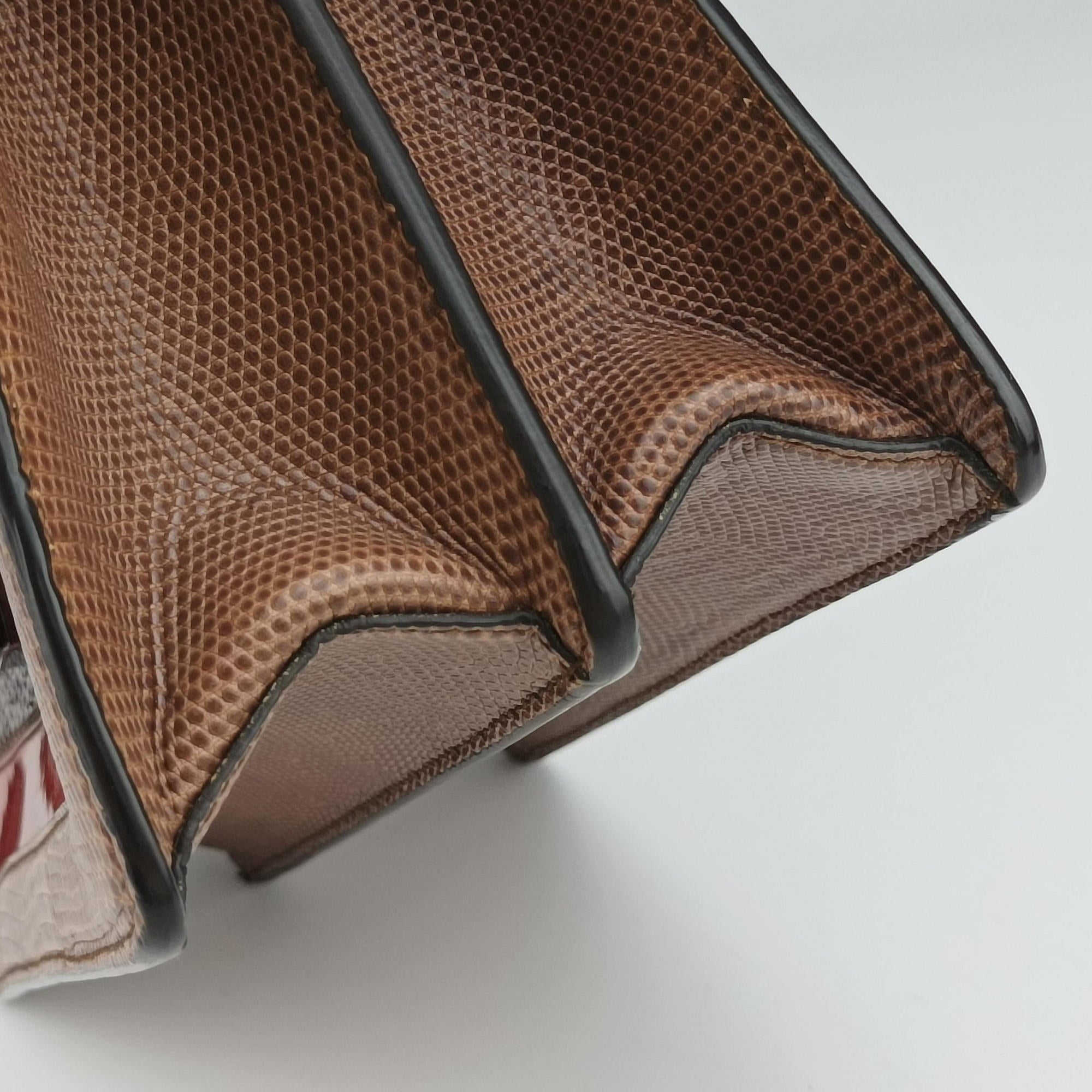 Rosalia Brown × Red Lizard-Embossed Leather × Patent 50ロザリア ブラウン × レッド リザード型押しレザー × パテント 50