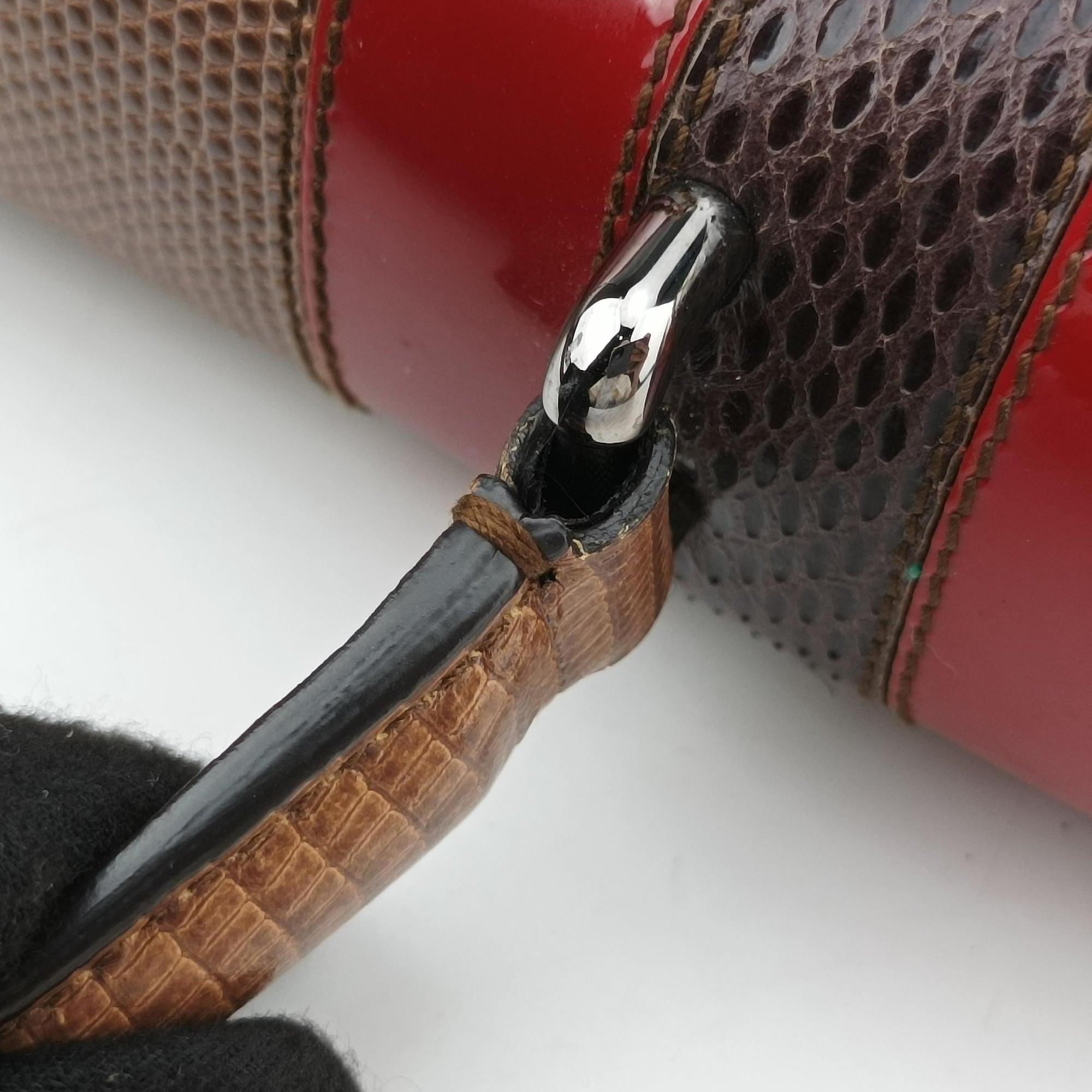 Rosalia Brown × Red Lizard-Embossed Leather × Patent 50ロザリア ブラウン × レッド リザード型押しレザー × パテント 50