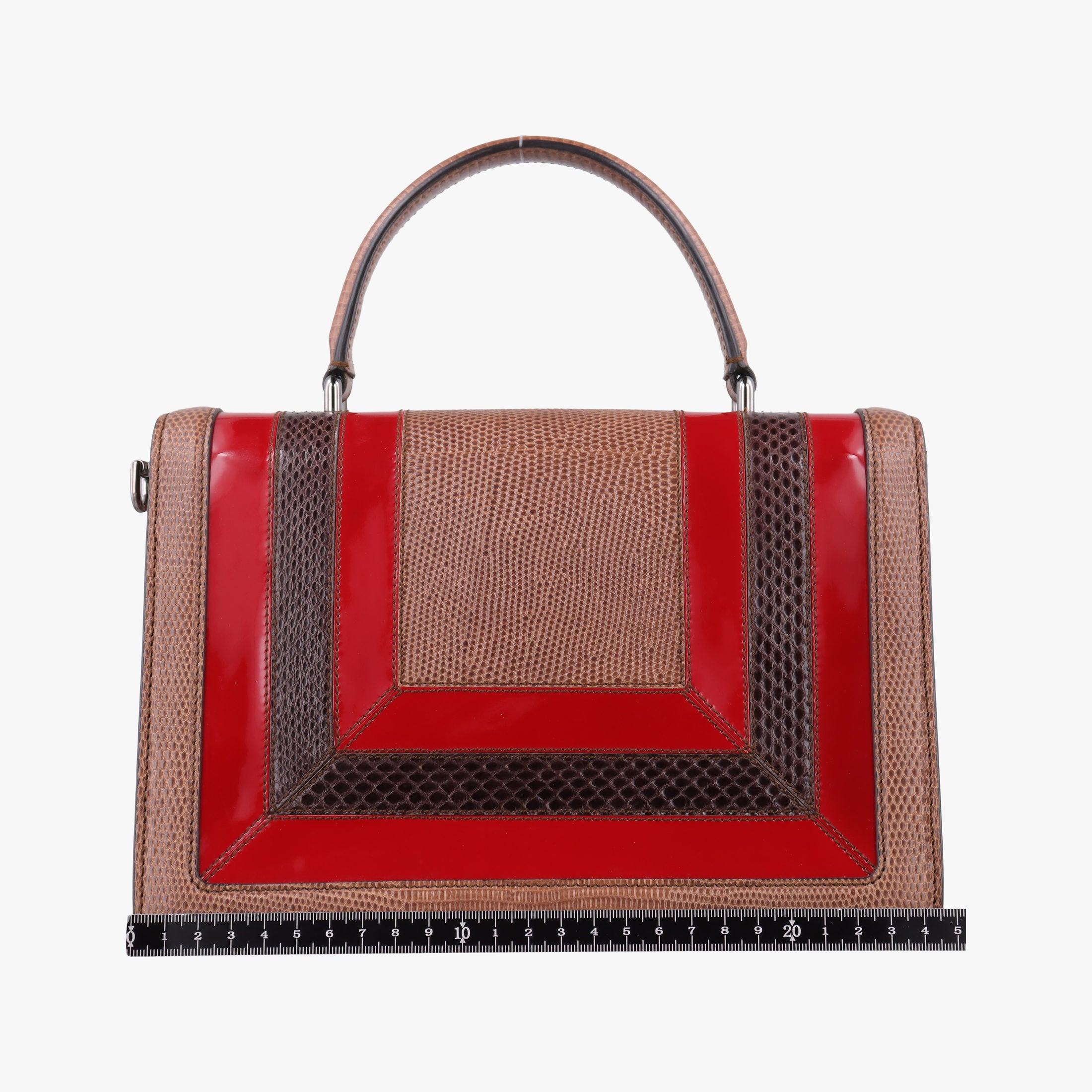 Rosalia Brown × Red Lizard-Embossed Leather × Patent 50ロザリア ブラウン × レッド リザード型押しレザー × パテント 50
