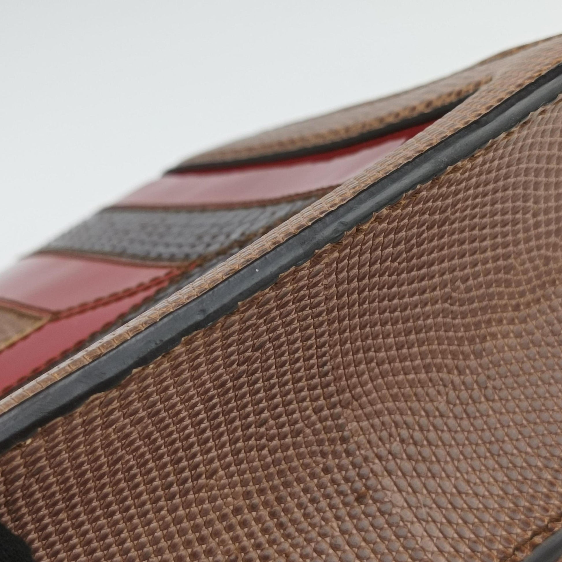 Rosalia Brown × Red Lizard-Embossed Leather × Patent 50ロザリア ブラウン × レッド リザード型押しレザー × パテント 50