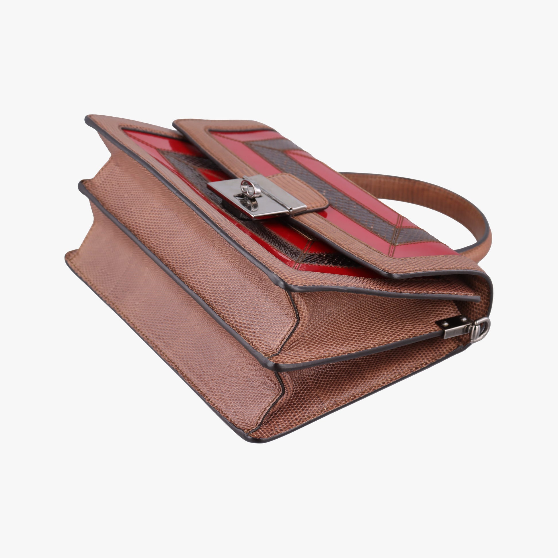 Rosalia Brown × Red Lizard-Embossed Leather × Patent 50ロザリア ブラウン × レッド リザード型押しレザー × パテント 50