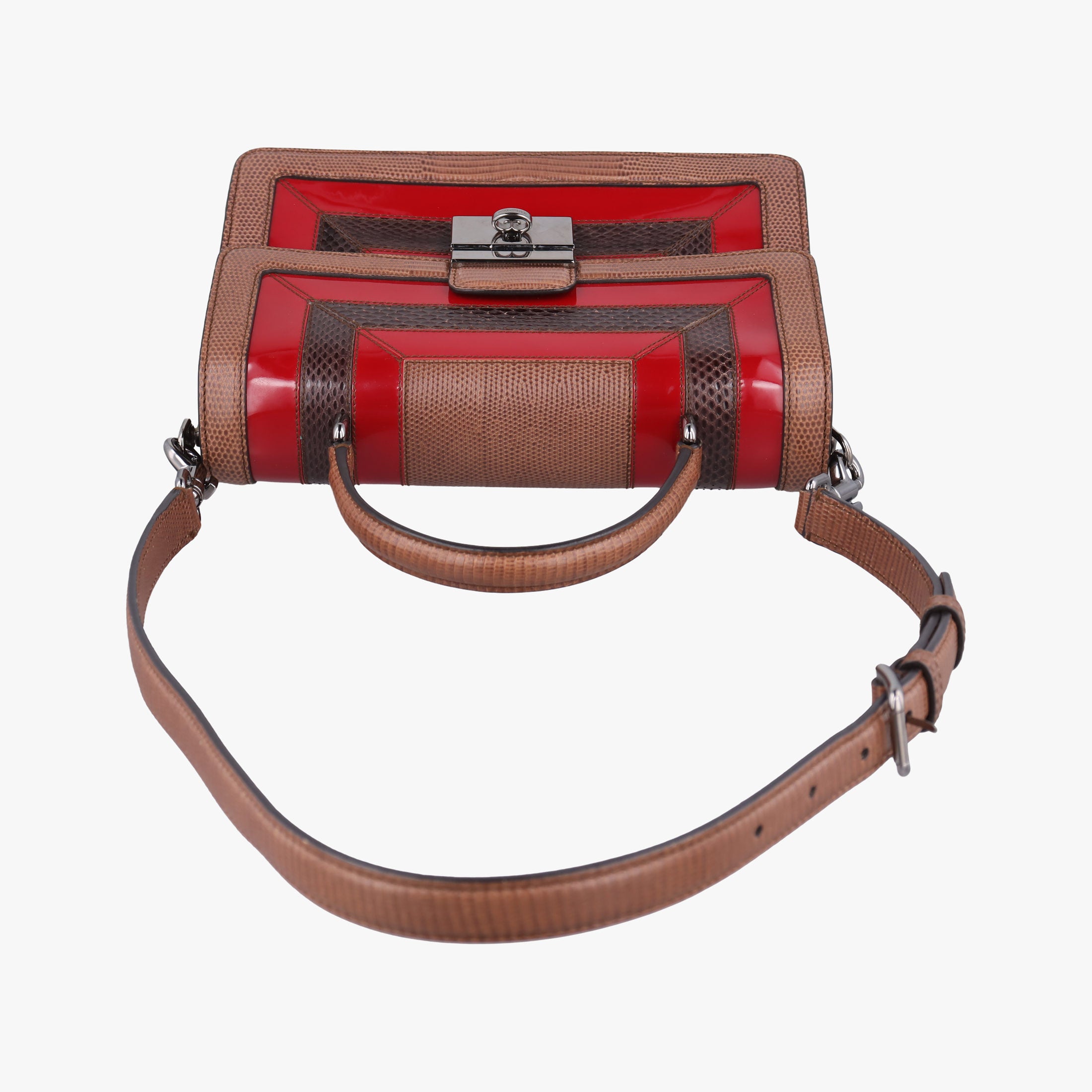 Rosalia Brown × Red Lizard-Embossed Leather × Patent 50ロザリア ブラウン × レッド リザード型押しレザー × パテント 50