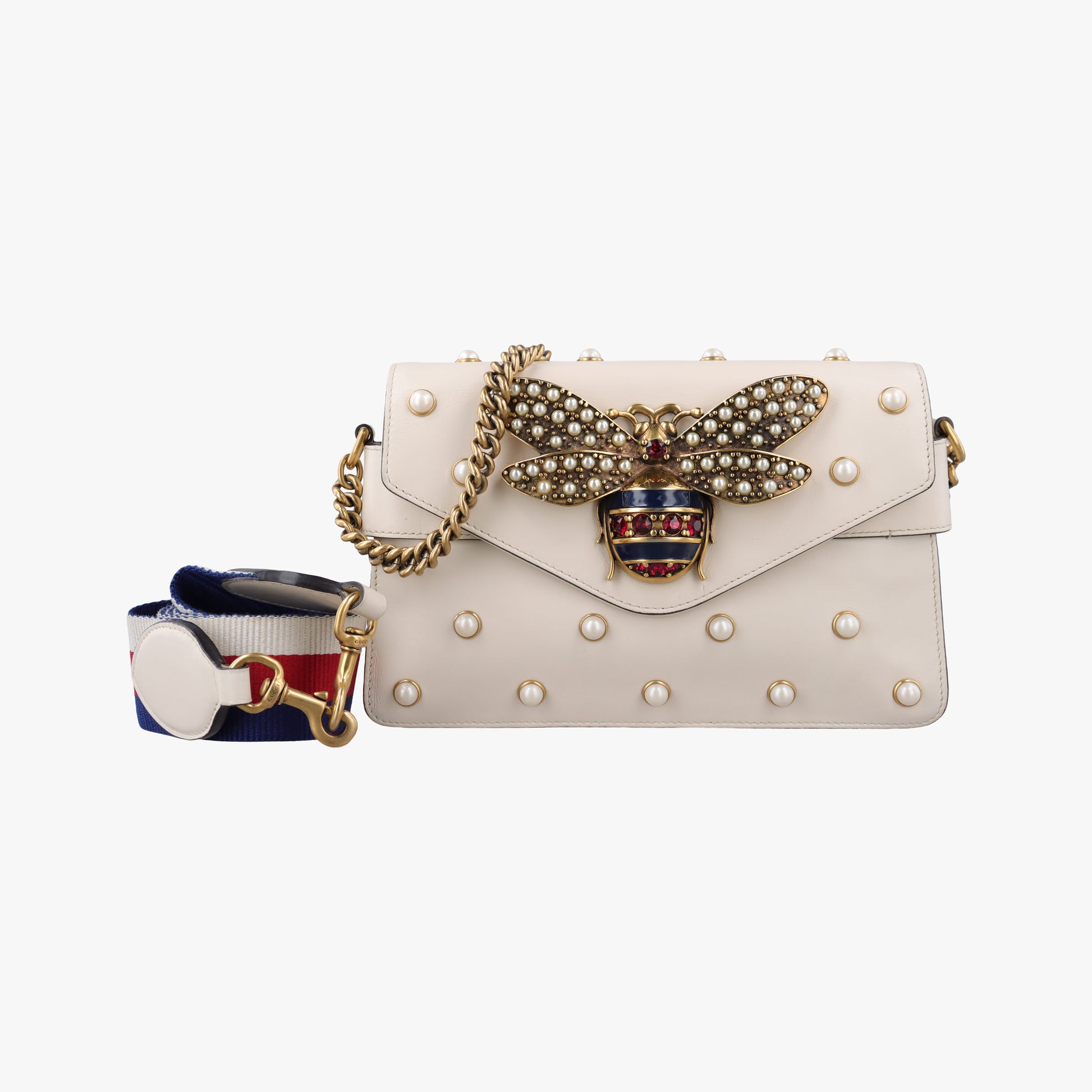 Broadway Pearl Bee White Leather 453778 I021993397ブロードウェイ パール ビー ホワイト レザー 453778 I021993397