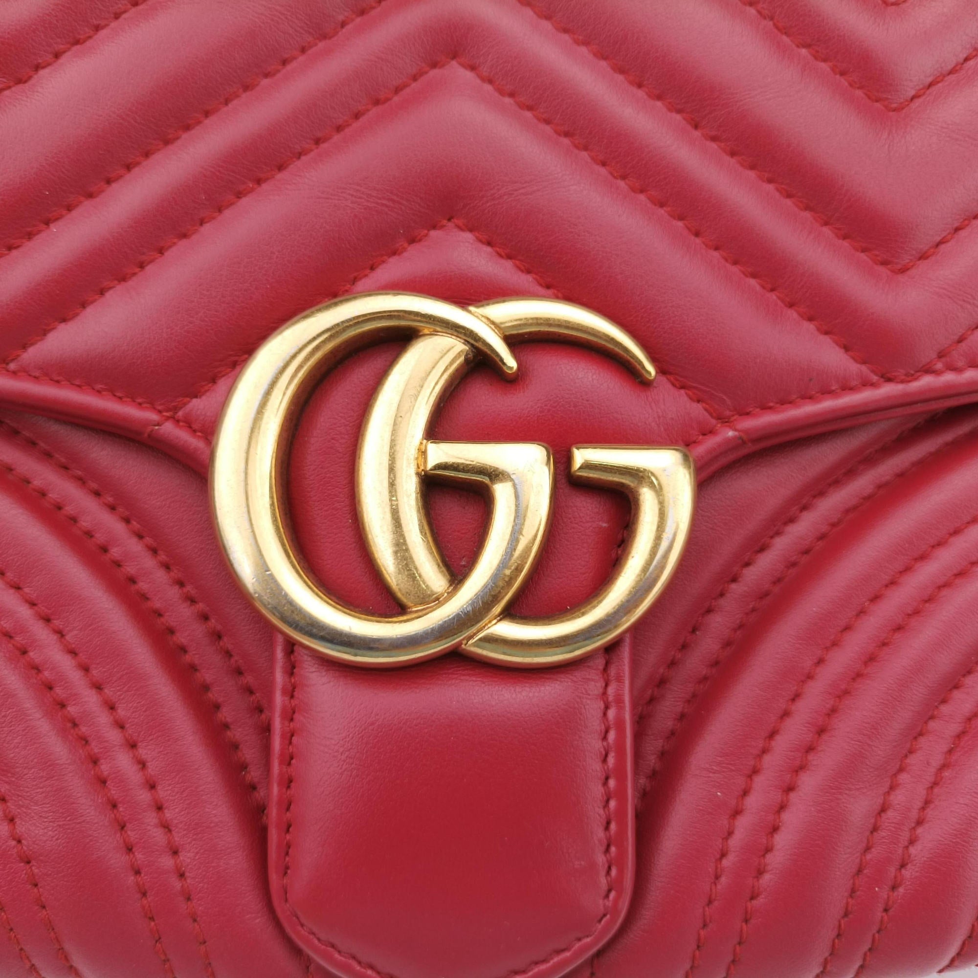 GG Marmont Red Leather 498100 A025661559GGマーモント レッド レザー 498100 A025661559
