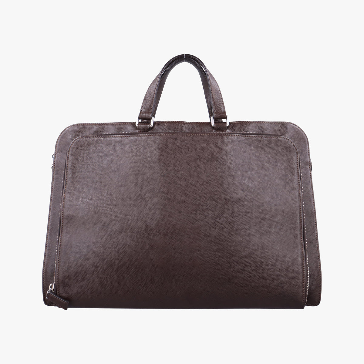 Triangle Logo Plate Brown Saffiano Leather VR0023 49三角 ロゴ プレート ブラウン サフィアーノレザー VR0023 49