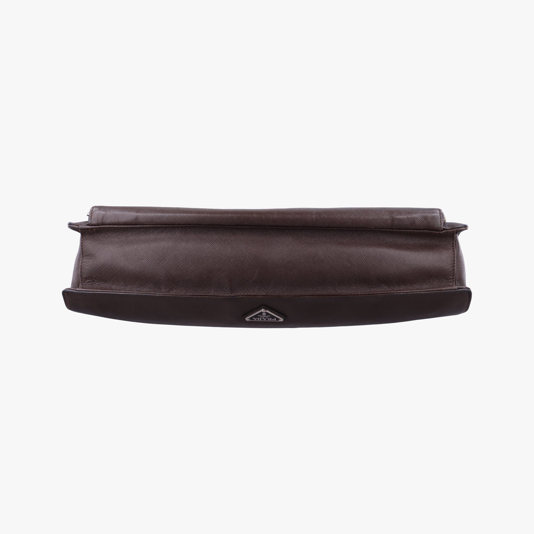 Triangle Logo Plate Brown Saffiano Leather VR0023 49三角 ロゴ プレート ブラウン サフィアーノレザー VR0023 49